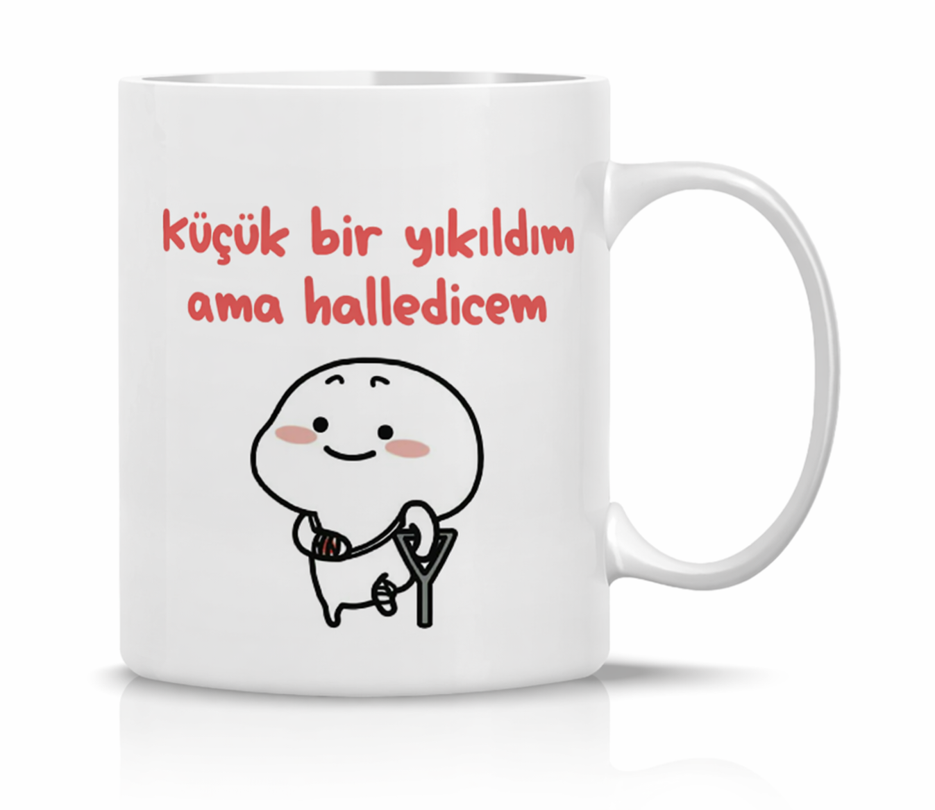Küçük Bir Yıkıldım Ama Halledicem Yazılı Kupa Bardak – Motivasyon Temalı Sevimli Porselen Kahve Kupası