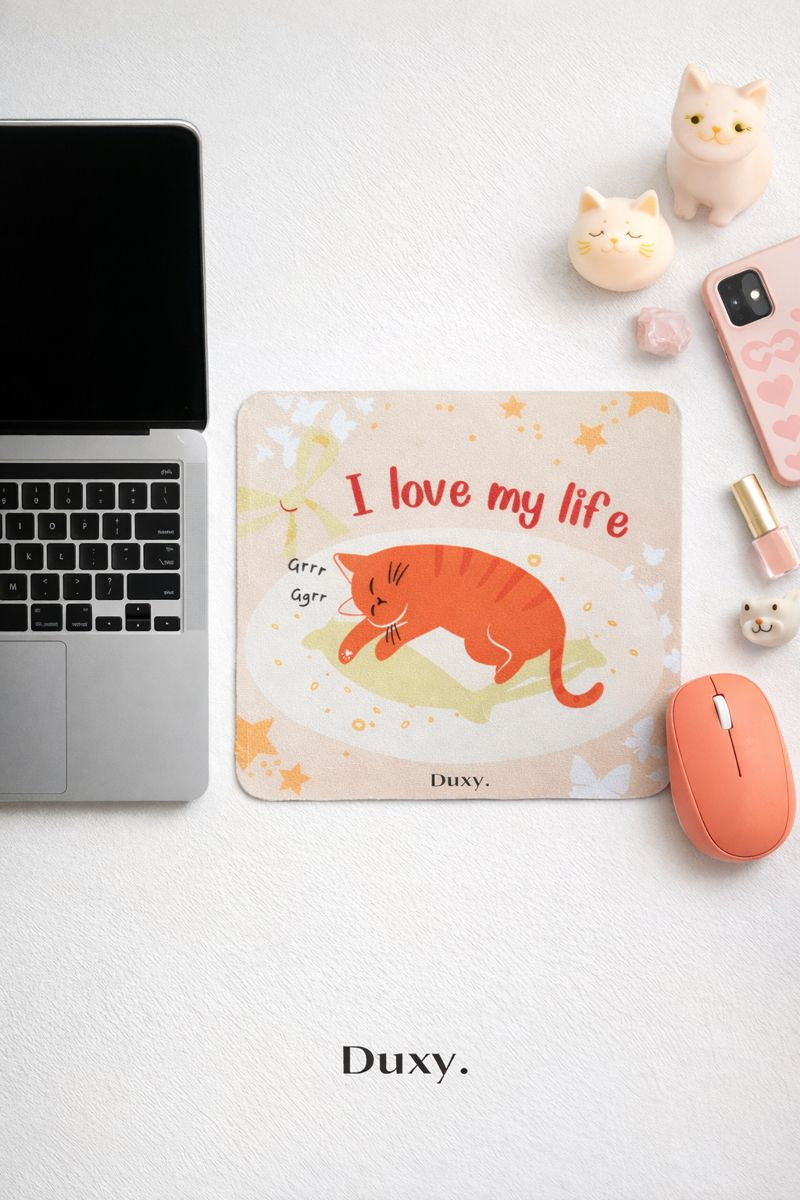 Sevimli Kedi Desenli Kauçuk Kaymaz Tabanlı Mouse Pad – 22x18 cm - Yumuşak Kumaş Yüzey