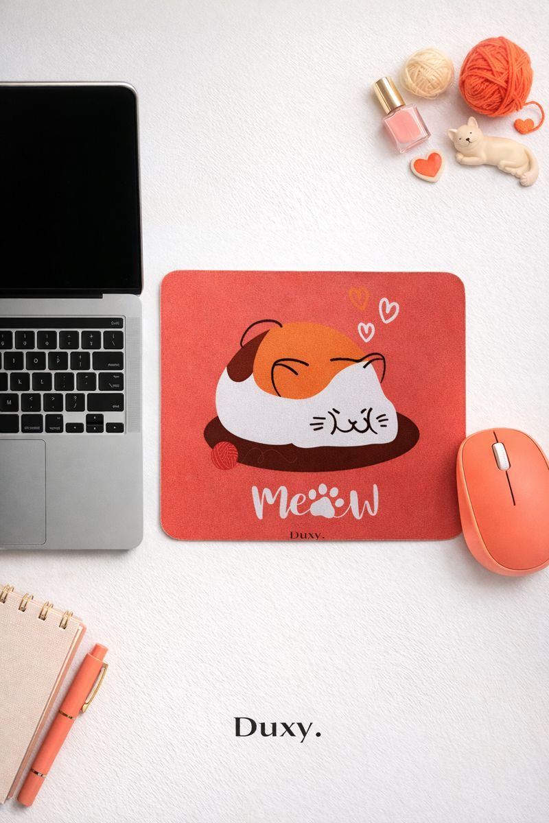 Sevimli Kedi Desenli Kauçuk Kaymaz Tabanlı Mouse Pad – 22x18 cm - Yumuşak Kumaş Yüzey