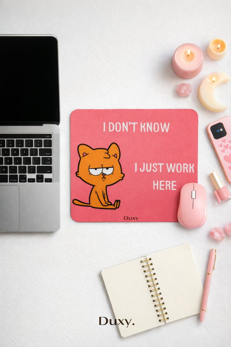 Esprili Kedi Desenli Kauçuk Kaymaz Tabanlı Mouse Pad – 22x18 cm - Yumuşak Kumaş Yüzey