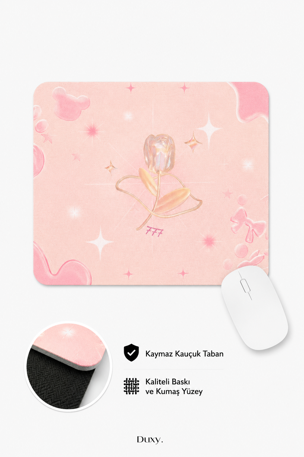 Manifest 777 Desenli Kauçuk Kaymaz Tabanlı Mouse Pad – 22x18 cm - Yumuşak Kumaş Yüzey