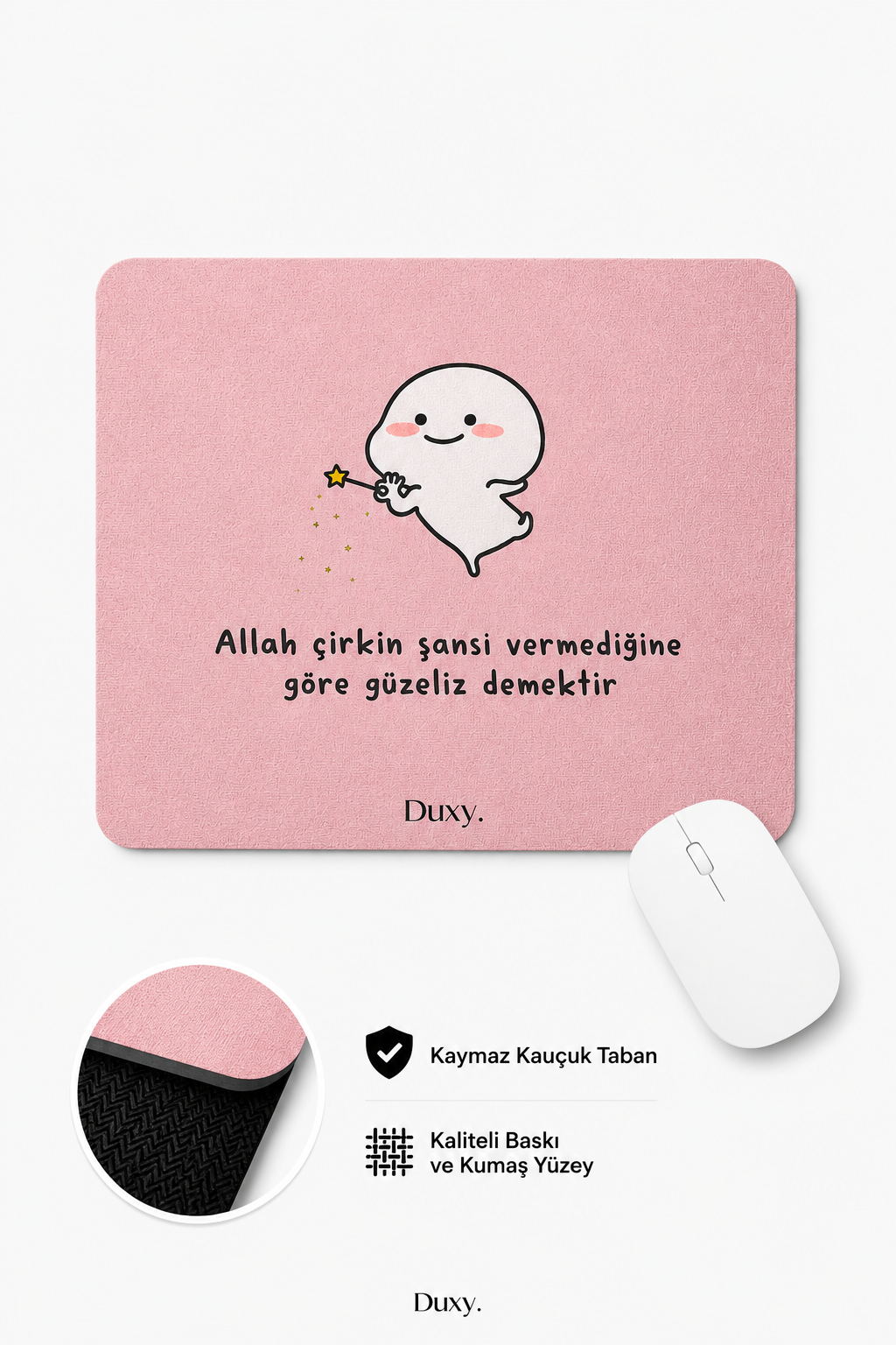 Eğlenceli Desenli Kauçuk Kaymaz Tabanlı Mouse Pad – 22x18 cm - Yumuşak Kumaş Yüzey