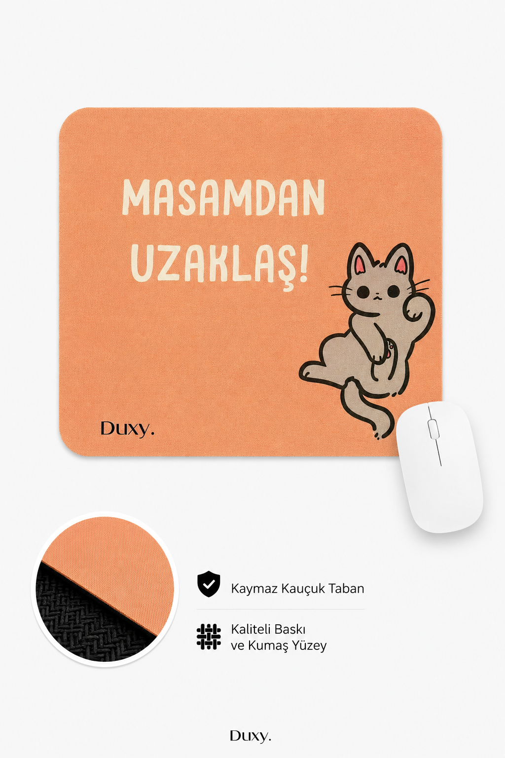 Eğlenceli Desenli Kauçuk Kaymaz Tabanlı Mouse Pad – 22x18 cm - Yumuşak Kumaş Yüzey