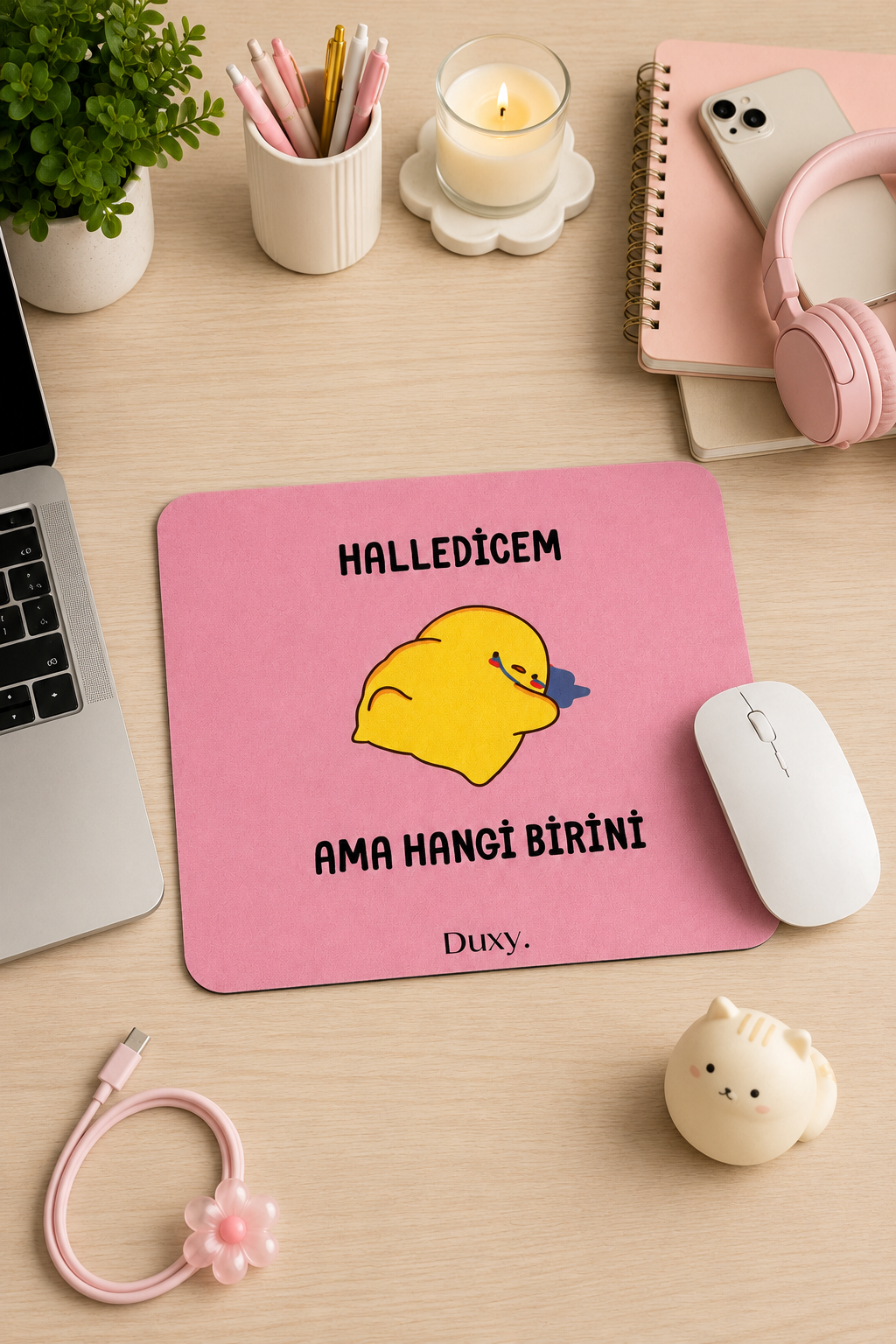Eğlenceli Desenli Kauçuk Kaymaz Tabanlı Mouse Pad – 22x18 cm - Yumuşak Kumaş Yüzey