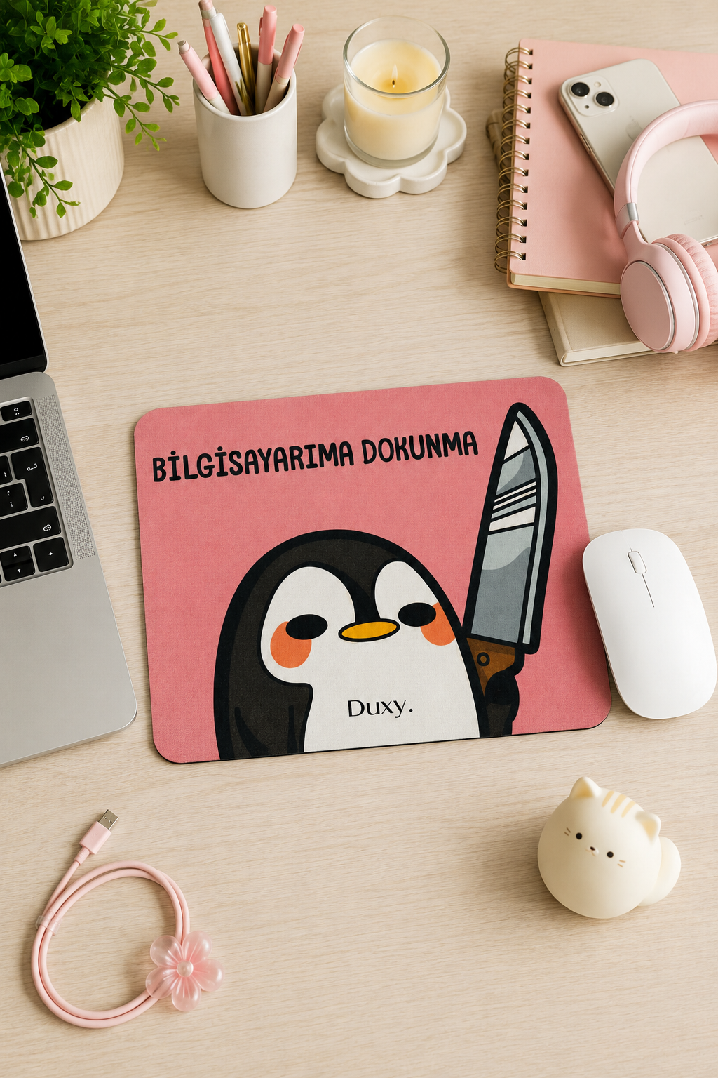 Eğlenceli Desenli Kauçuk Kaymaz Tabanlı Mouse Pad – 22x18 cm - Yumuşak Kumaş Yüzey