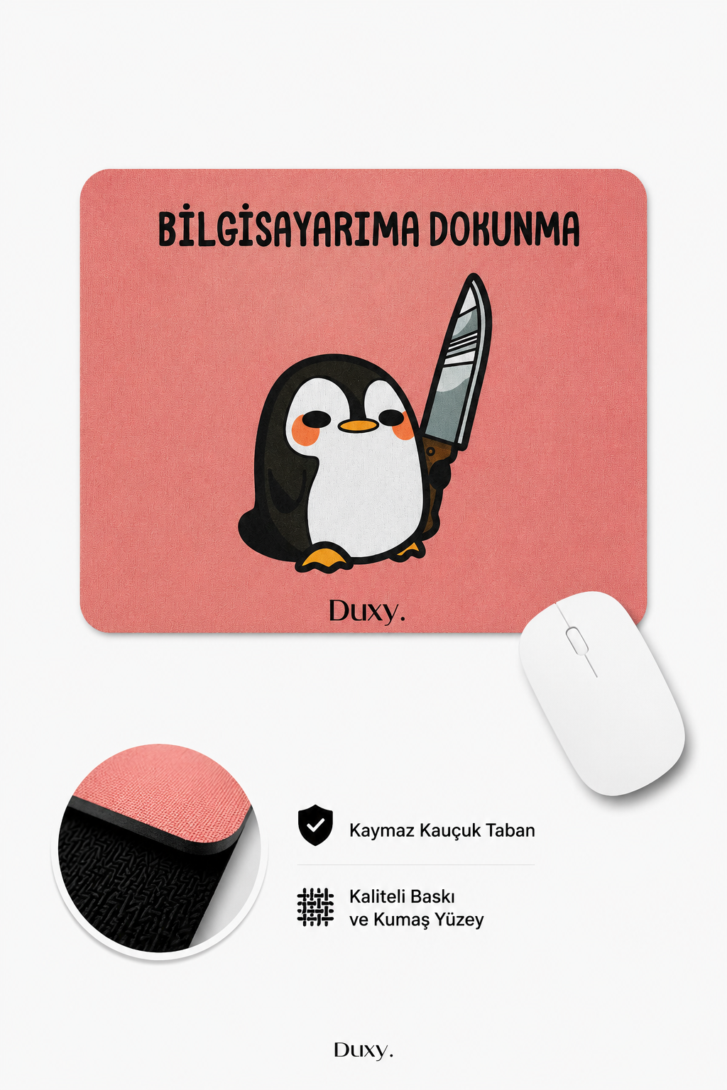Eğlenceli Desenli Kauçuk Kaymaz Tabanlı Mouse Pad – 22x18 cm - Yumuşak Kumaş Yüzey