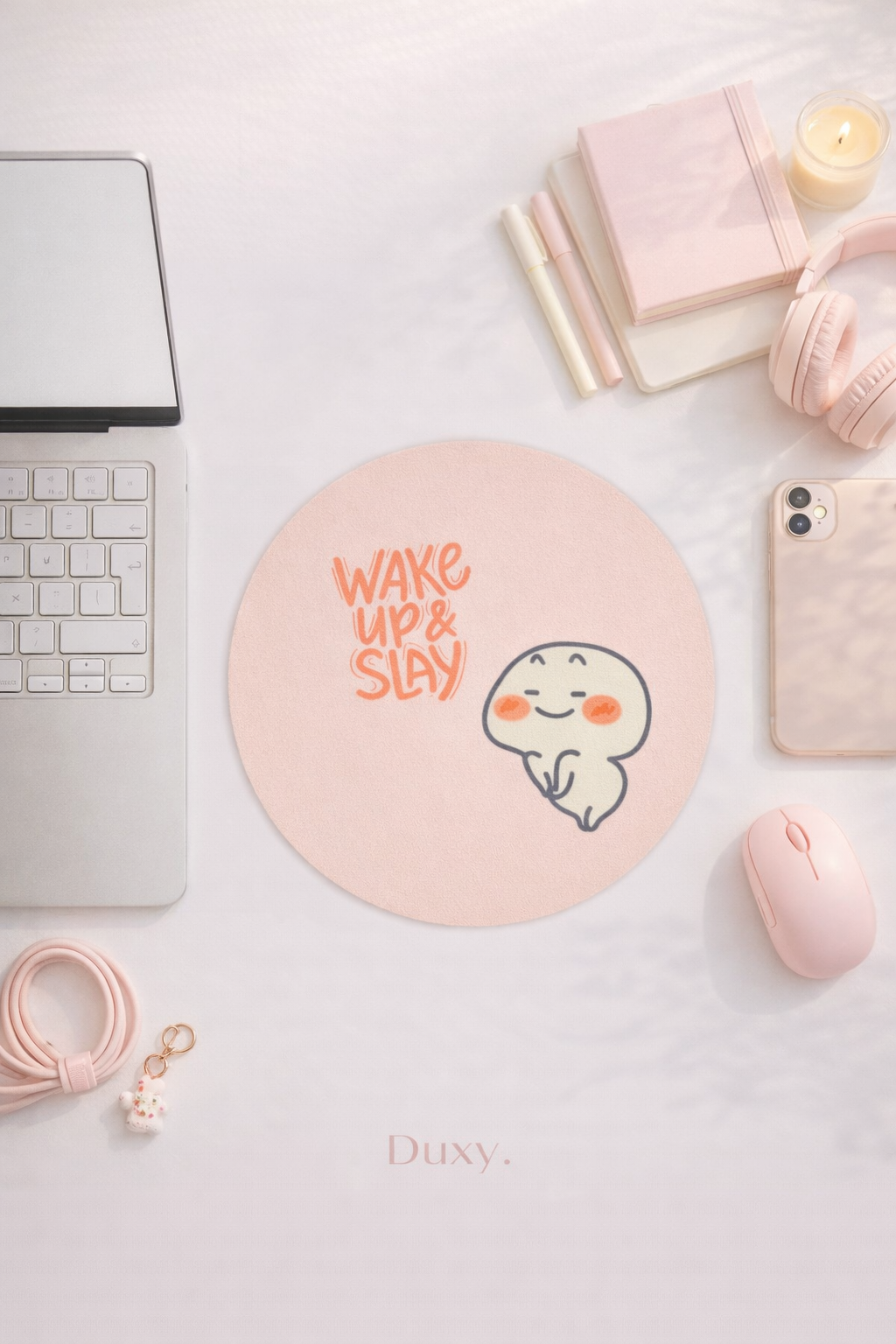Sevimli Desenli Kauçuk Kaymaz Tabanlı Mouse Pad – 19 cm - Yumuşak Kumaş Yüzey