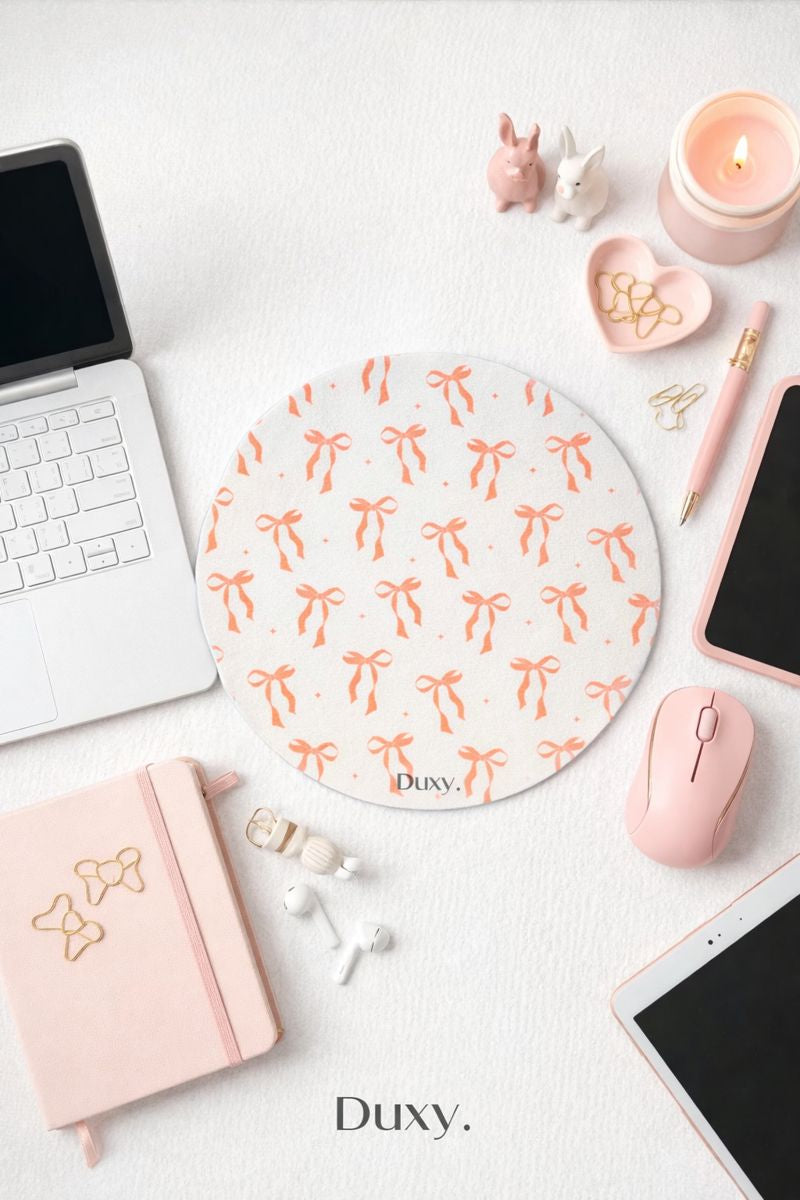 Kurdele Desenli Kauçuk Kaymaz Tabanlı Mouse Pad – 19 cm - Yumuşak Kumaş Yüzey