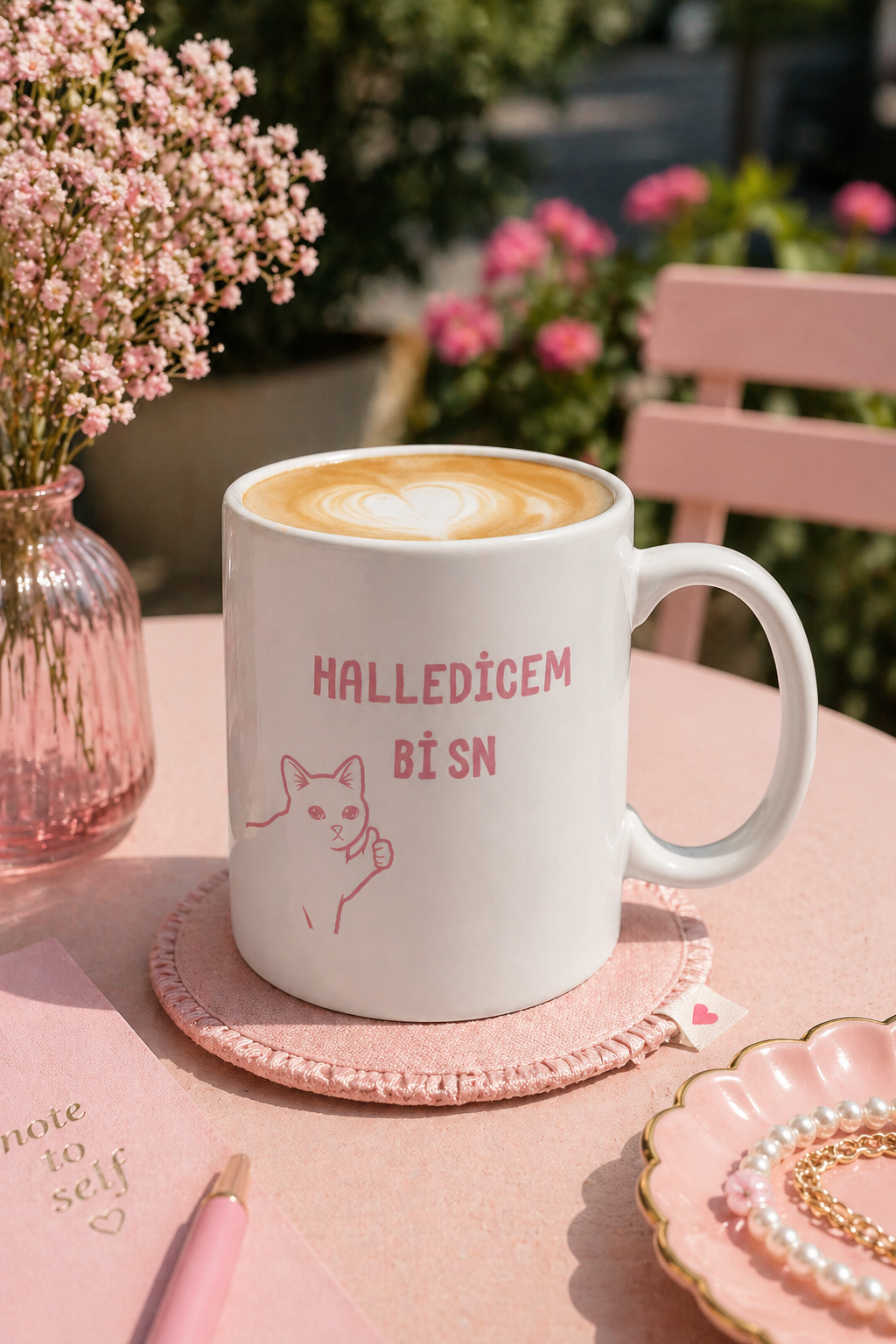 Halledicem Bi Sn Yazılı Kedi Kupa Bardak – Komik Motivasyon Porselen Kahve Kupası