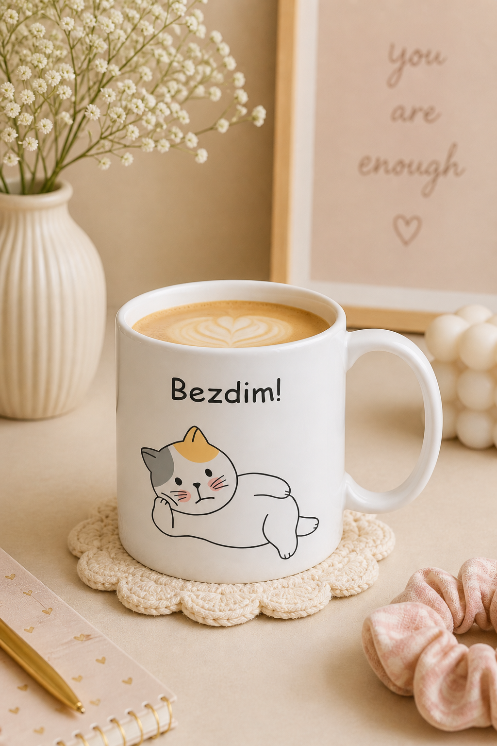 Bezdim! Yazılı Kedi Kupa Bardak – Komik Porselen Kahve Kupası & Eğlenceli Hediye