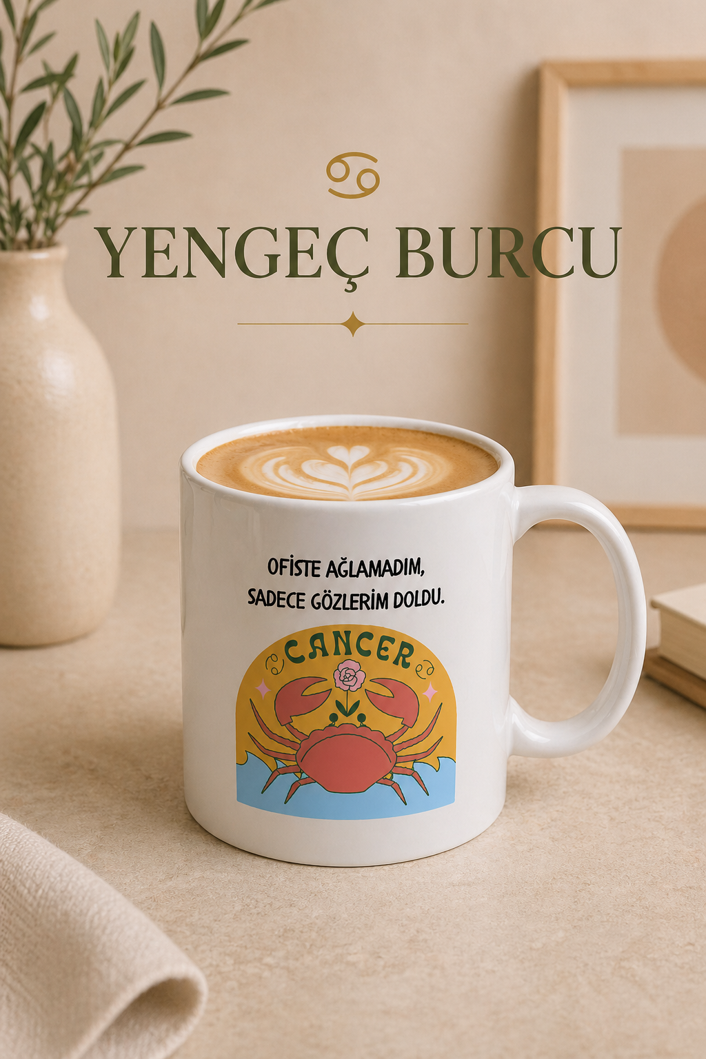 Burç Temalı Kupa Bardak – 12 Burç Seçenekli Komik Porselen Kahve Kupası | Koç, Kova, İkizler, Yengeç, Aslan ve Daha Fazlası