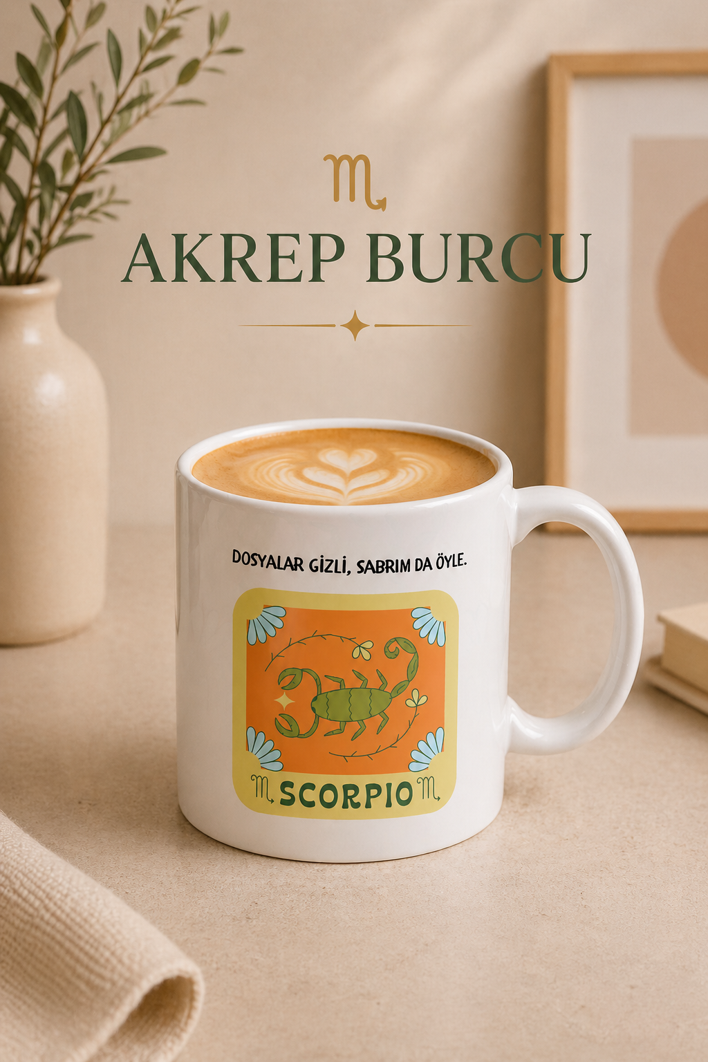 Burç Temalı Kupa Bardak – 12 Burç Seçenekli Komik Porselen Kahve Kupası | Koç, Kova, İkizler, Yengeç, Aslan ve Daha Fazlası