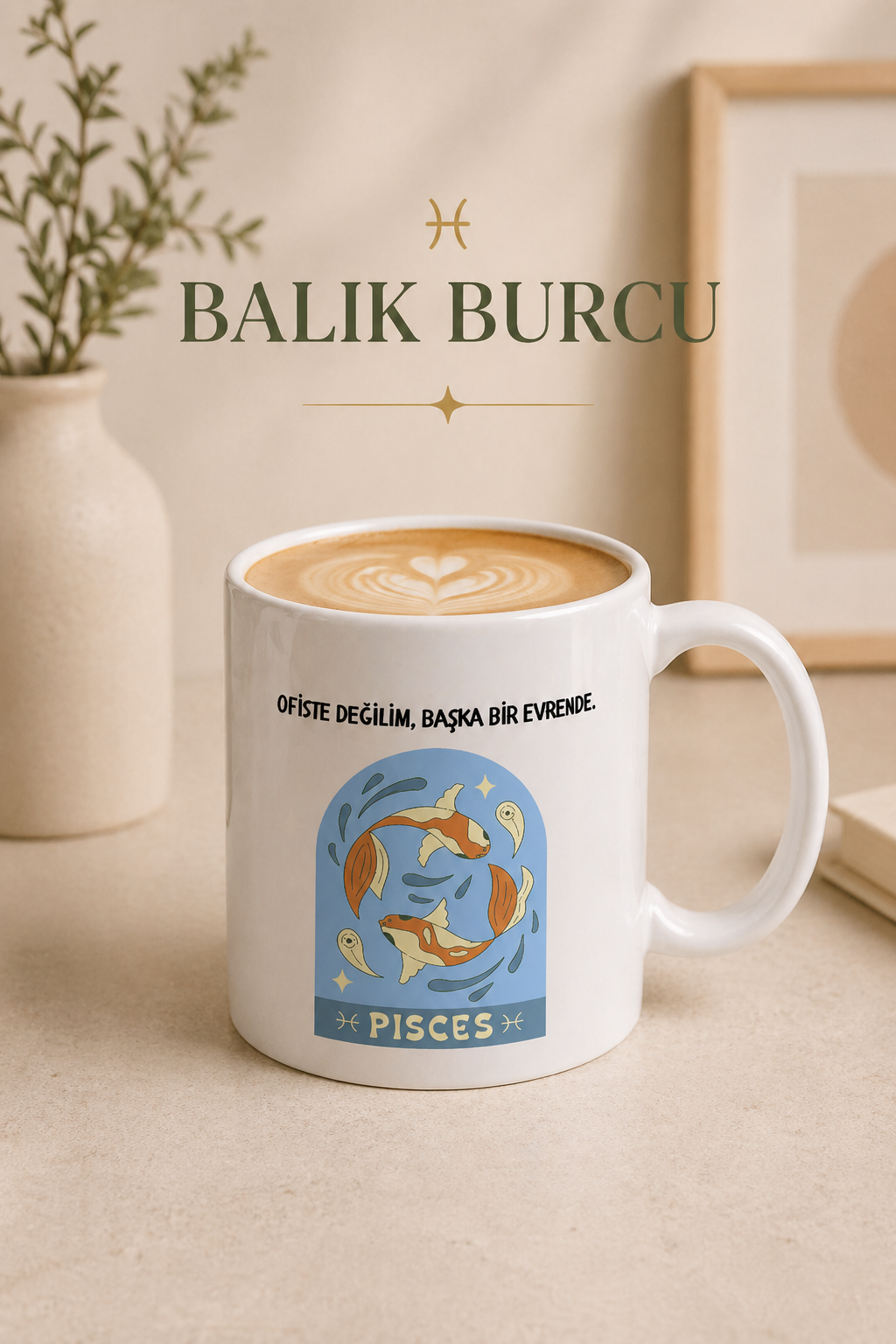 Burç Temalı Kupa Bardak – 12 Burç Seçenekli Komik Porselen Kahve Kupası | Koç, Kova, İkizler, Yengeç, Aslan ve Daha Fazlası