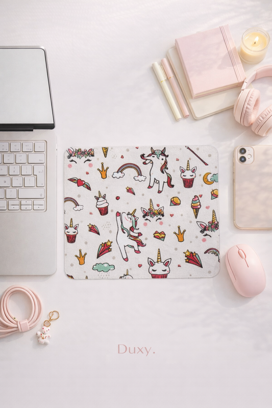 Unicorn Desenli Kauçuk Kaymaz Tabanlı Mouse Pad – 22x18 cm - Yumuşak Kumaş Yüzey