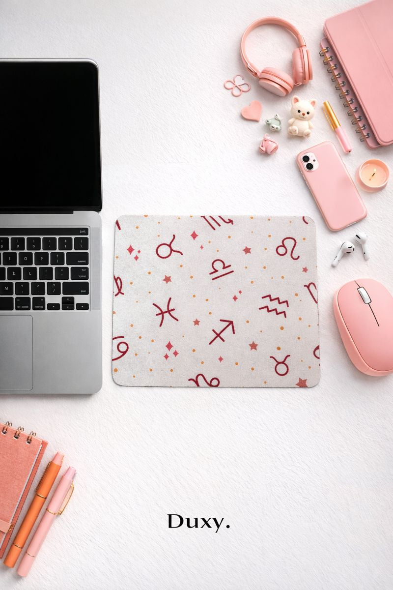 Astroloji Desenli Kauçuk Kaymaz Tabanlı Mouse Pad – 22x18 cm - Yumuşak Kumaş Yüzey