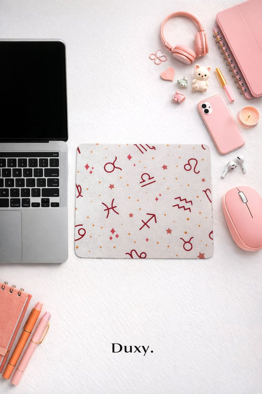 Astroloji Desenli Kauçuk Kaymaz Tabanlı Mouse Pad – 22x18 cm - Yumuşak Kumaş Yüzey