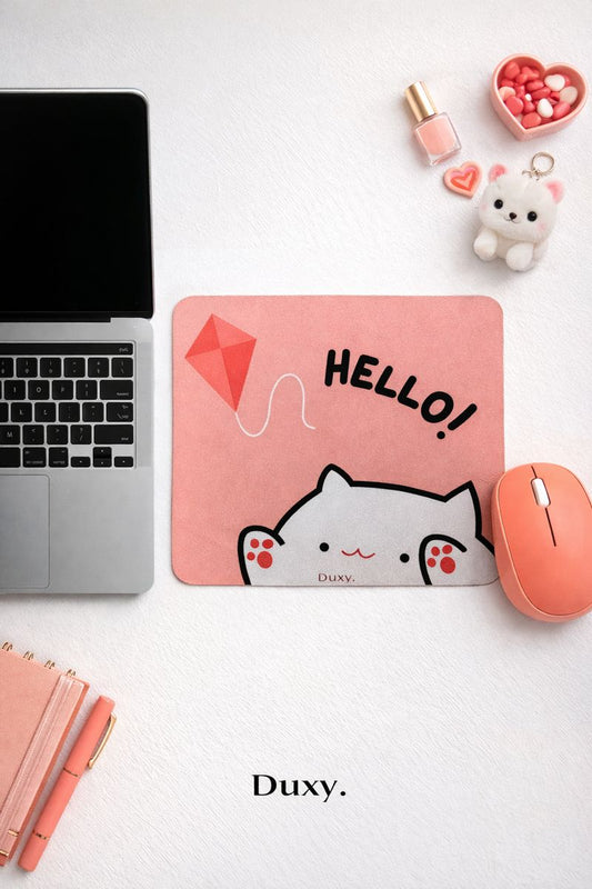 Sevimli Kedi Desenli Kauçuk Kaymaz Tabanlı Mouse Pad – 22x18 cm - Yumuşak Kumaş Yüzey