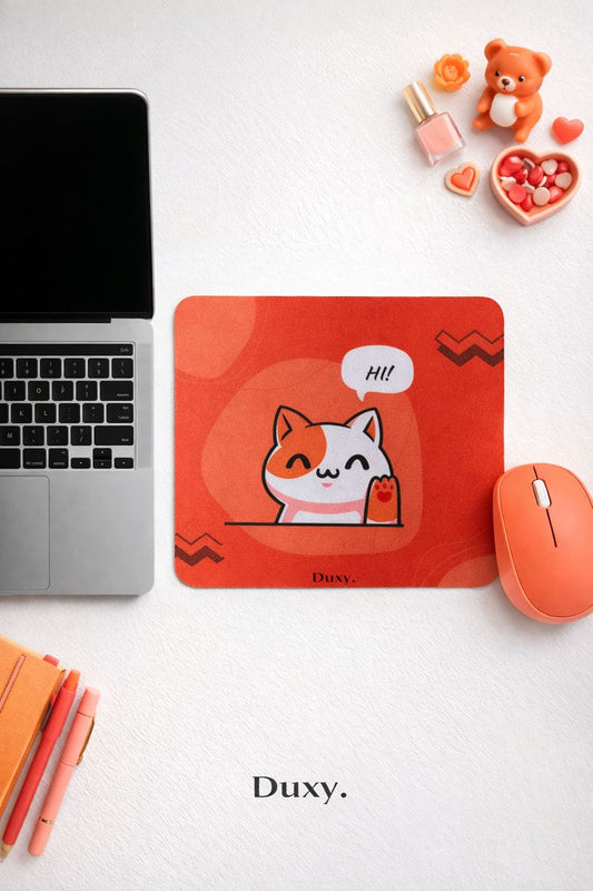 Sevimli Kedi Desenli Kauçuk Kaymaz Tabanlı Mouse Pad – 22x18 cm - Yumuşak Kumaş Yüzey