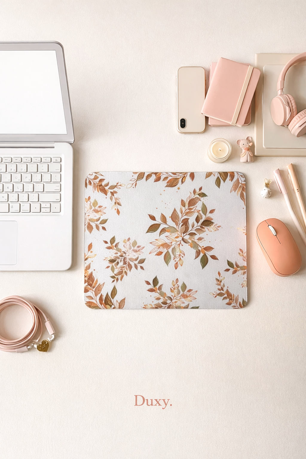 Çiçek Desenli Kauçuk Kaymaz Tabanlı Mouse Pad – 22x18 cm - Yumuşak Kumaş Yüzey