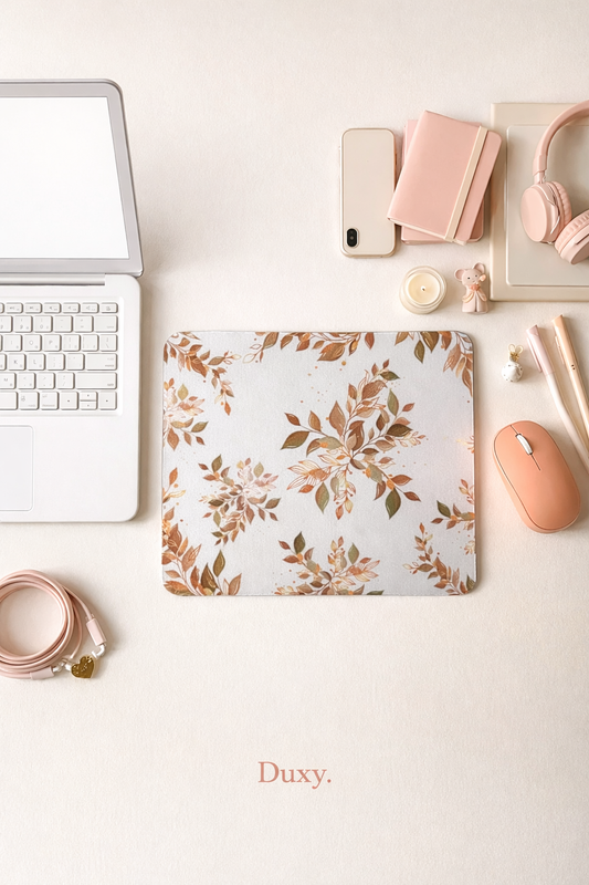 Çiçek Desenli Kauçuk Kaymaz Tabanlı Mouse Pad – 22x18 cm - Yumuşak Kumaş Yüzey