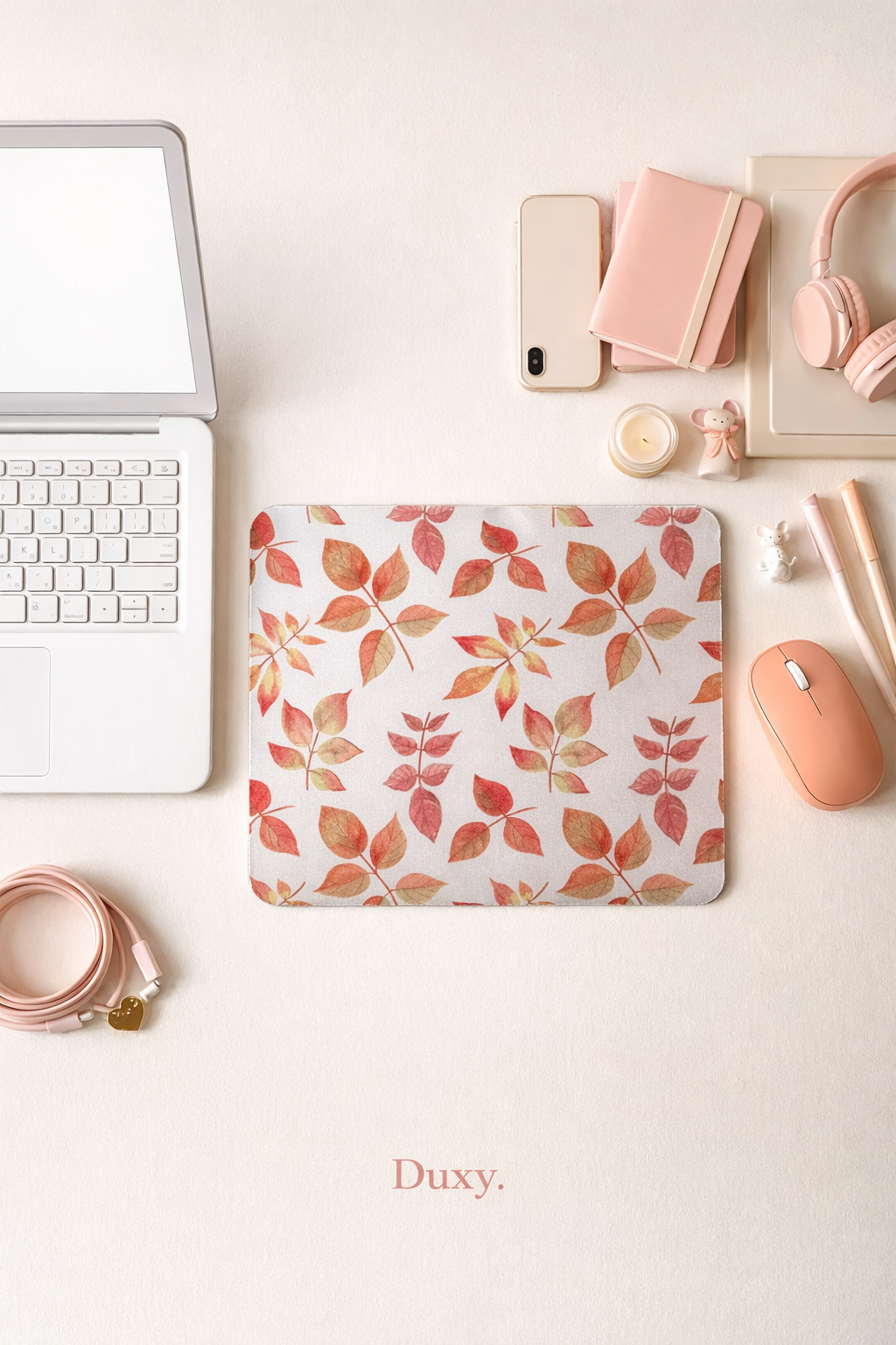 Çiçek Desenli Kauçuk Kaymaz Tabanlı Mouse Pad – 22x18 cm - Yumuşak Kumaş Yüzey