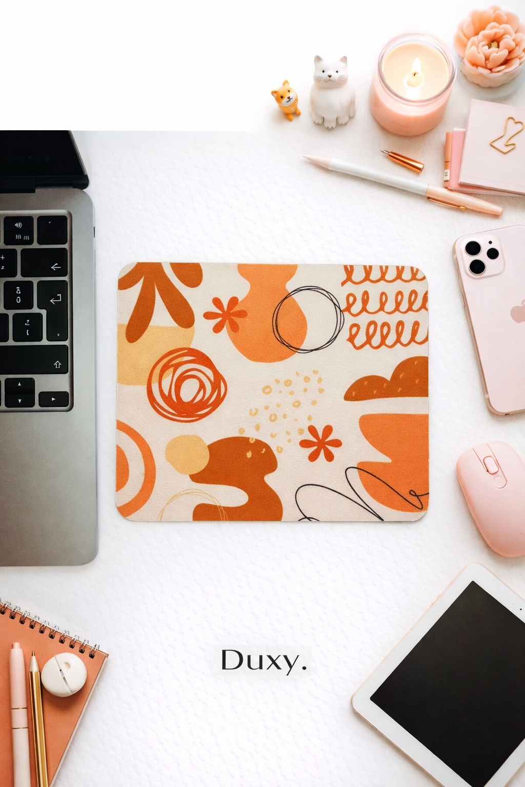 Modern Abstract Desenli Kauçuk Kaymaz Tabanlı Mouse Pad – 22x18 cm - Yumuşak Kumaş Yüzey