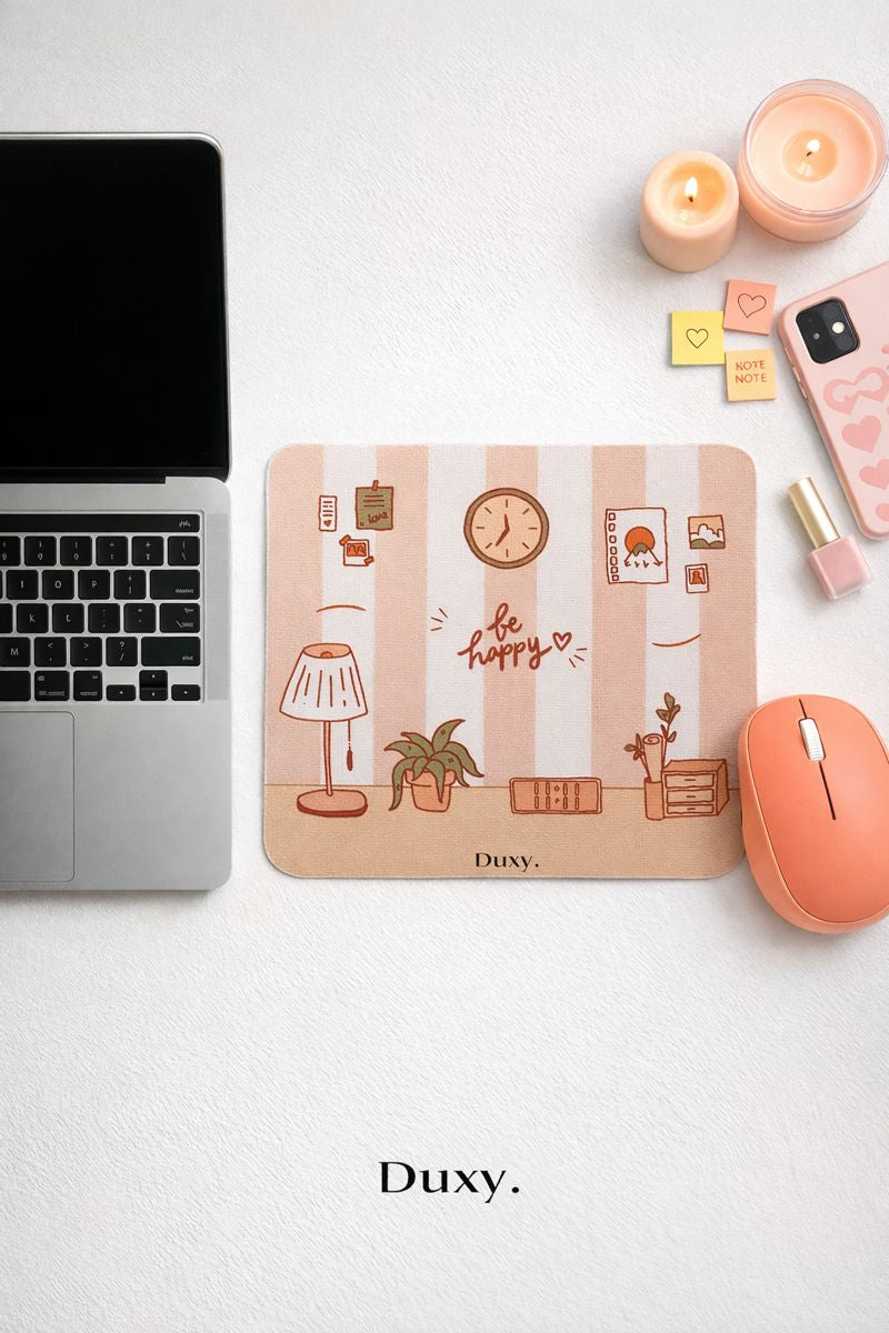 Cozy Room Vibes Desenli Kauçuk Kaymaz Tabanlı Mouse Pad – 22x18 cm - Yumuşak Kumaş Yüzey