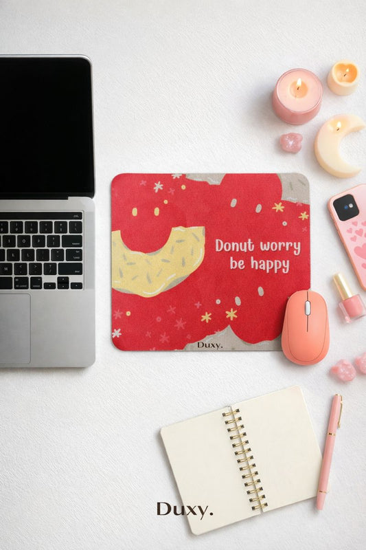 Donut Desenli Kauçuk Kaymaz Tabanlı Mouse Pad – 22x18 cm - Yumuşak Kumaş Yüzey