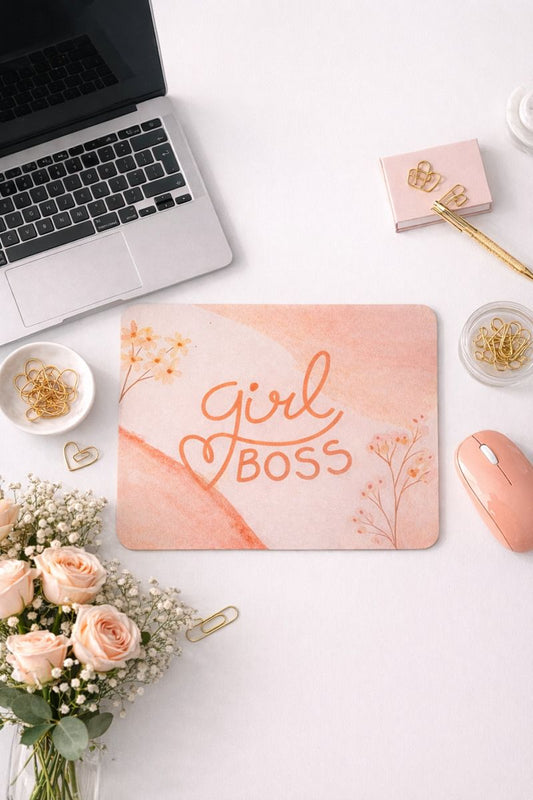 Girl Boss Desenli Kauçuk Kaymaz Tabanlı Mouse Pad – 22x18 cm - Yumuşak Kumaş Yüzey
