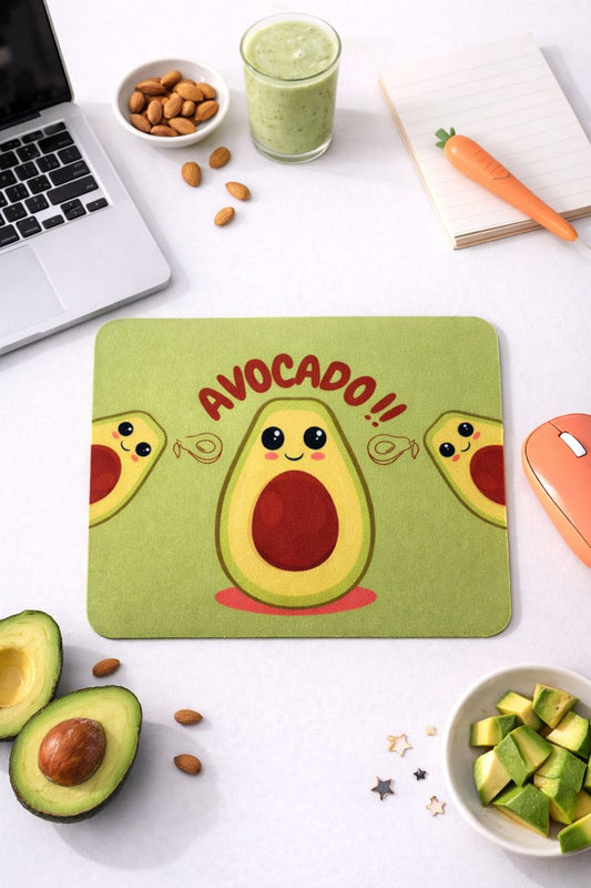 Avokado Desenli Kauçuk Kaymaz Tabanlı Mouse Pad – 22x18 cm - Yumuşak Kumaş Yüzey