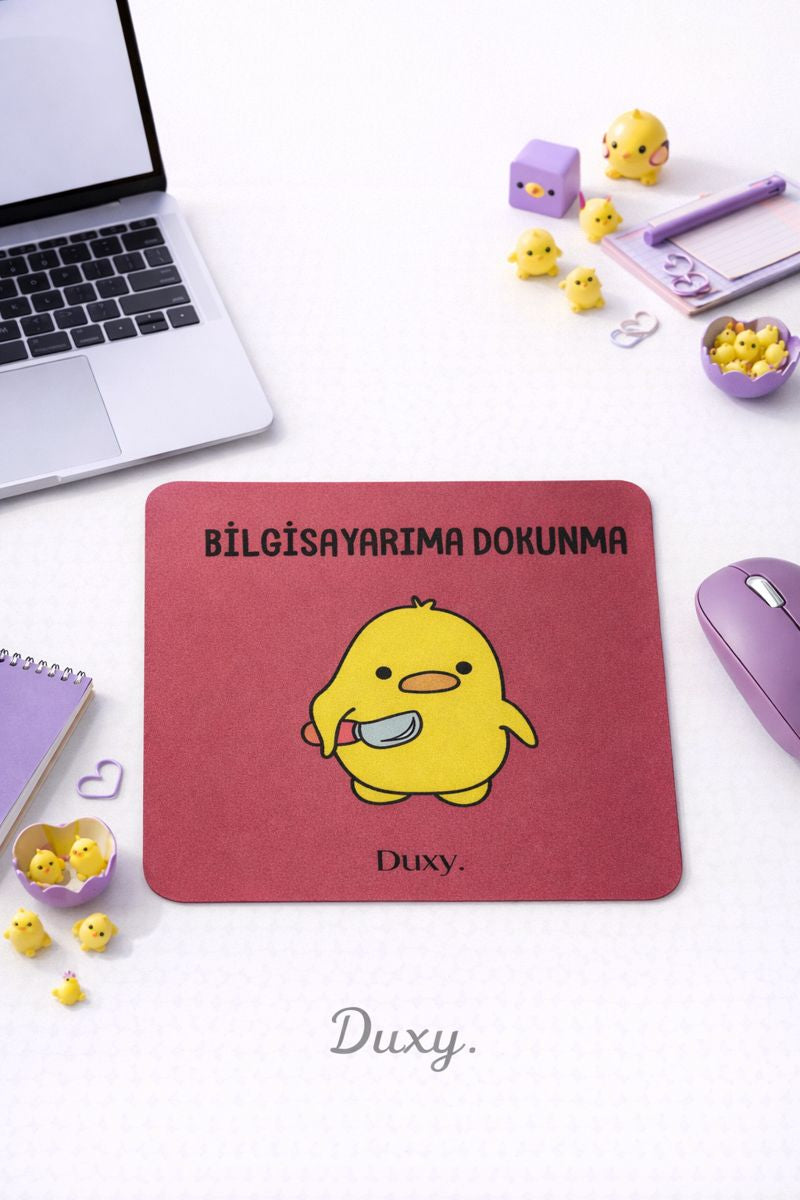Sevimli Civciv Desenli Kauçuk Kaymaz Tabanlı Mouse Pad – 22x18 cm - Yumuşak Kumaş Yüzey