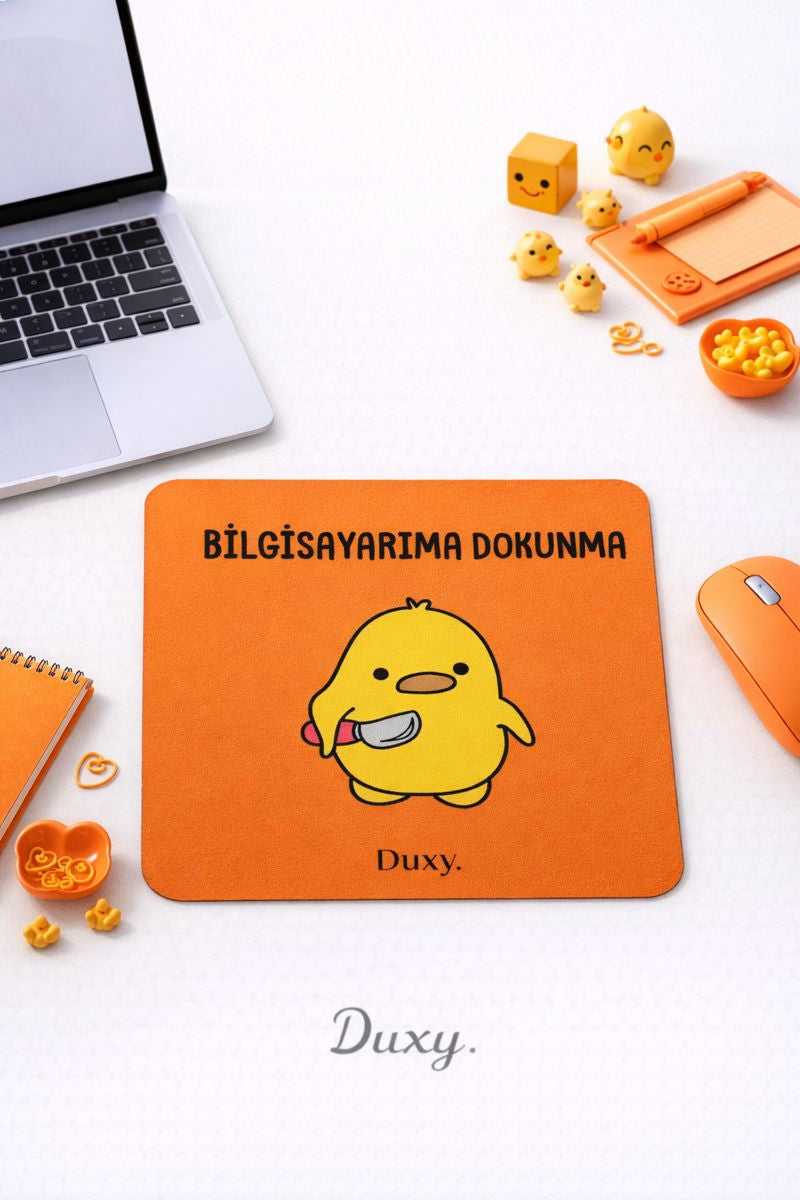 Sevimli Civciv Desenli Kauçuk Kaymaz Tabanlı Mouse Pad – 22x18 cm - Yumuşak Kumaş Yüzey