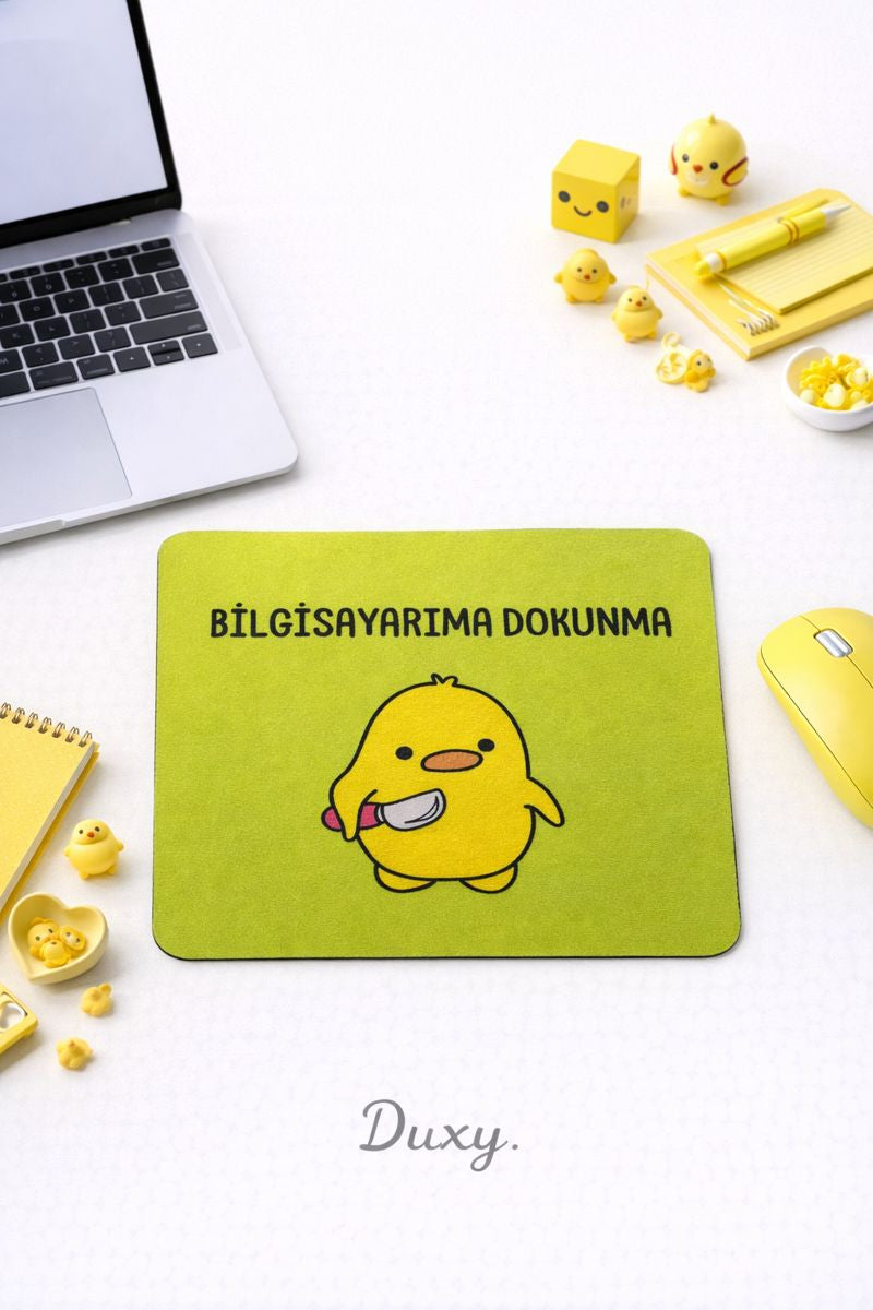 Sevimli Civciv Desenli Kauçuk Kaymaz Tabanlı Mouse Pad – 22x18 cm - Yumuşak Kumaş Yüzey