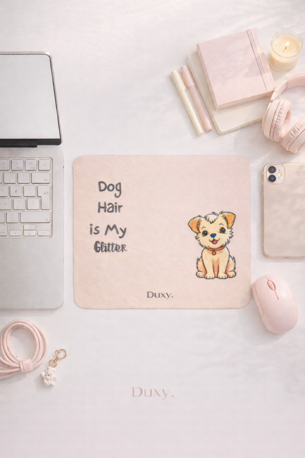 Köpek Desenli Kauçuk Kaymaz Tabanlı Mouse Pad – 22x18 cm - Yumuşak Kumaş Yüzey