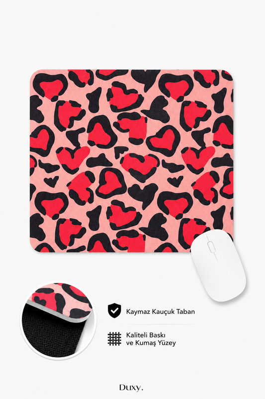 Leopar Desenli Kauçuk Kaymaz Tabanlı Mouse Pad – 22x18 cm - Yumuşak Kumaş Yüzey