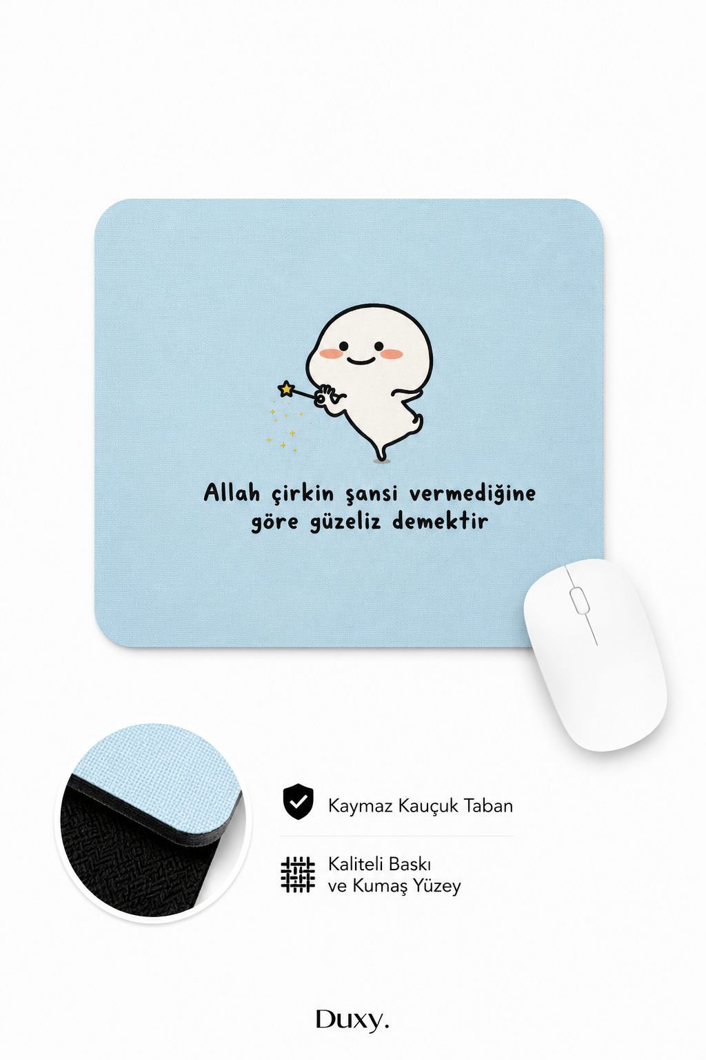 Eğlenceli Desenli Kauçuk Kaymaz Tabanlı Mouse Pad – 22x18 cm - Yumuşak Kumaş Yüzey