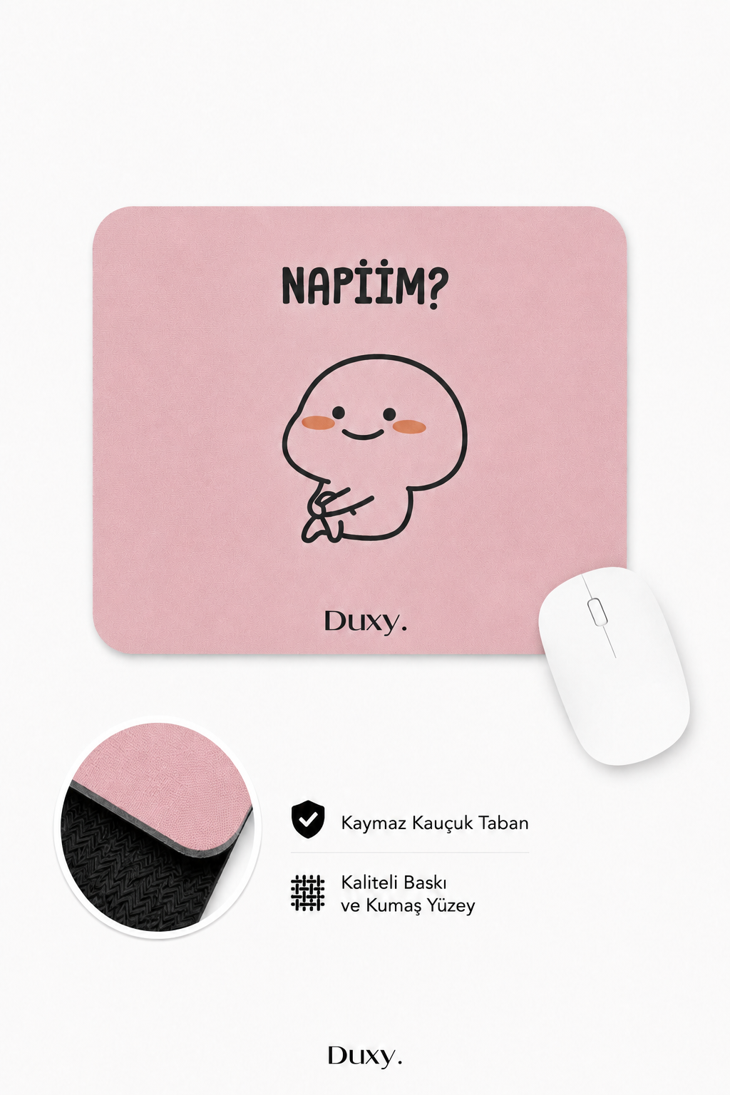 Eğlenceli Desenli Kauçuk Kaymaz Tabanlı Mouse Pad – 22x18 cm - Yumuşak Kumaş Yüzey