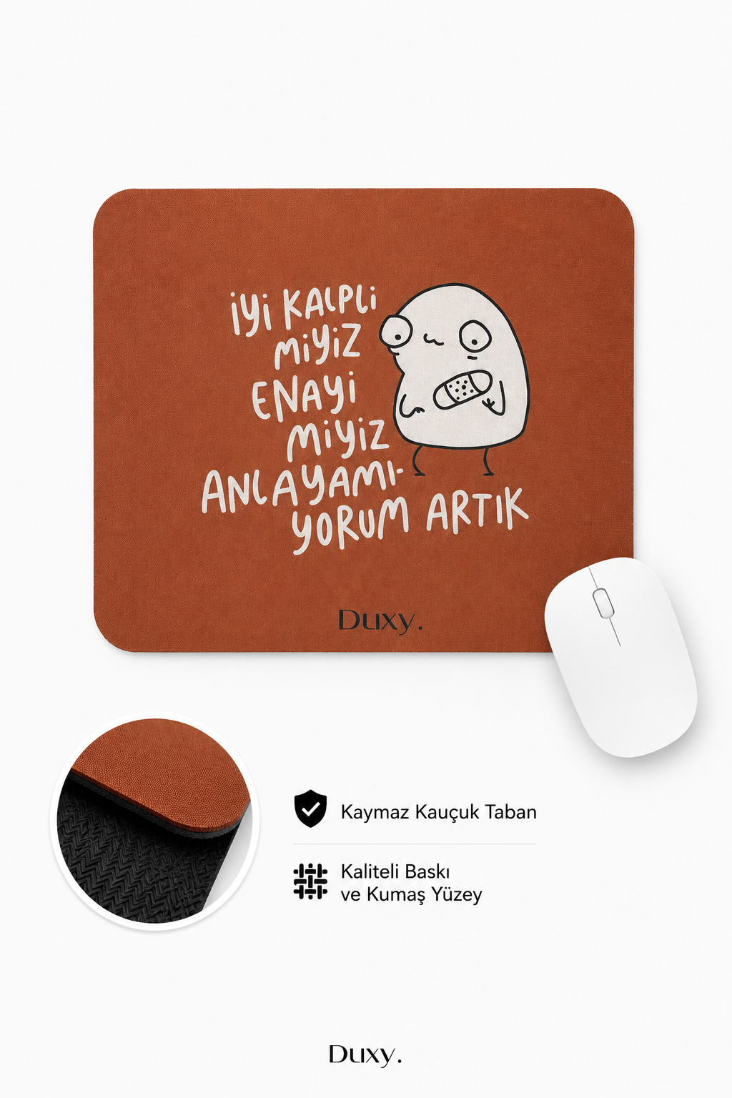 Eğlenceli Desenli Kauçuk Kaymaz Tabanlı Mouse Pad – 22x18 cm - Yumuşak Kumaş Yüzey