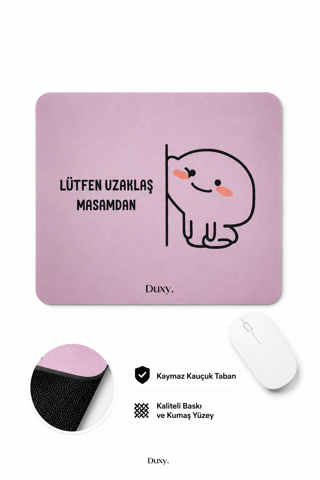 Eğlenceli Desenli Kauçuk Kaymaz Tabanlı Mouse Pad – 22x18 cm - Yumuşak Kumaş Yüzey
