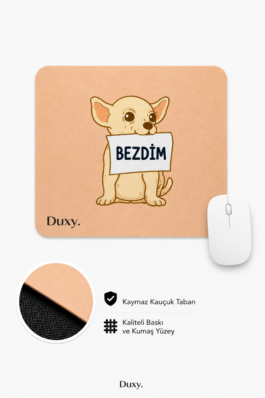 Eğlenceli Desenli Kauçuk Kaymaz Tabanlı Mouse Pad – 22x18 cm - Yumuşak Kumaş Yüzey
