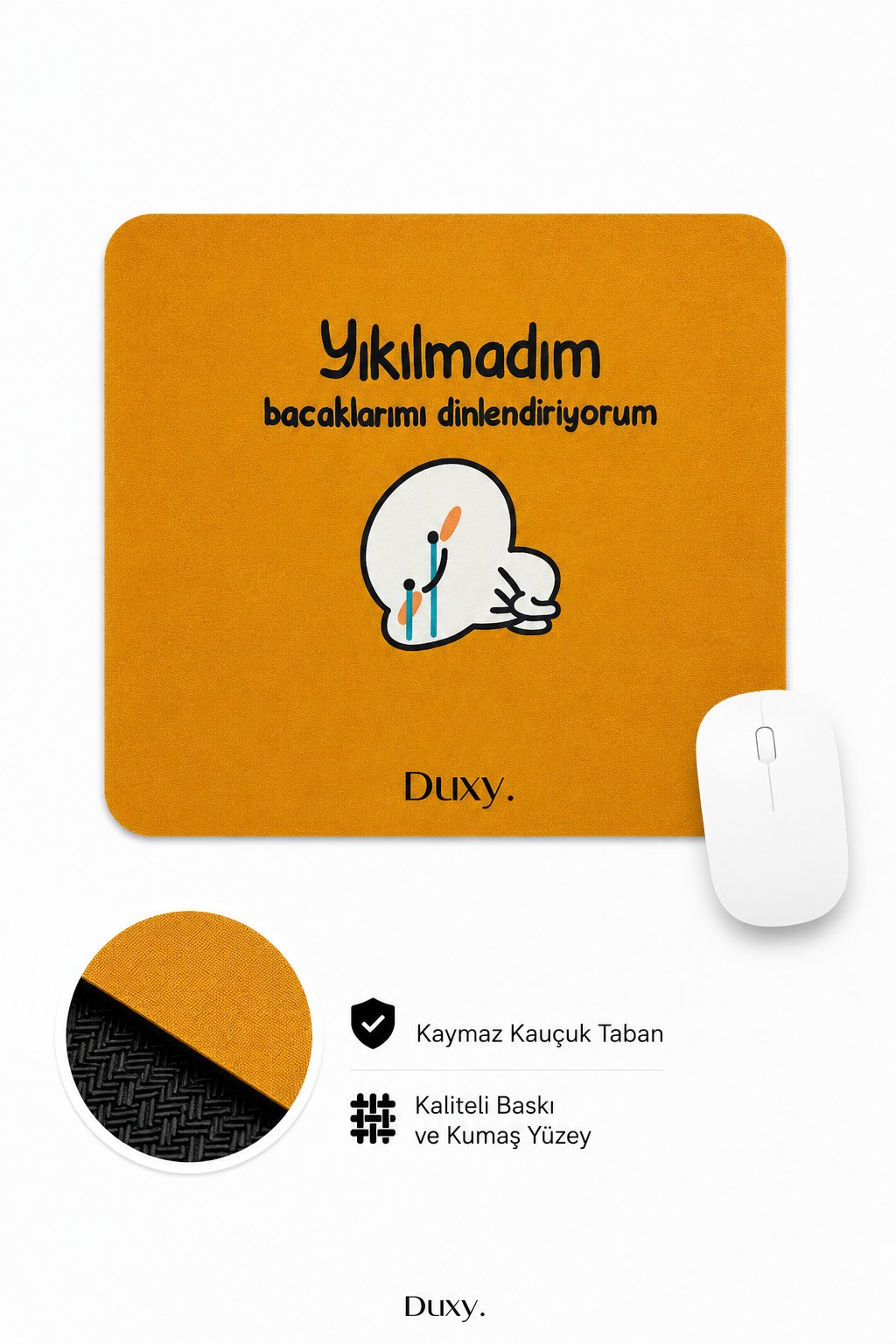 Eğlenceli Desenli Kauçuk Kaymaz Tabanlı Mouse Pad – 22x18 cm - Yumuşak Kumaş Yüzey