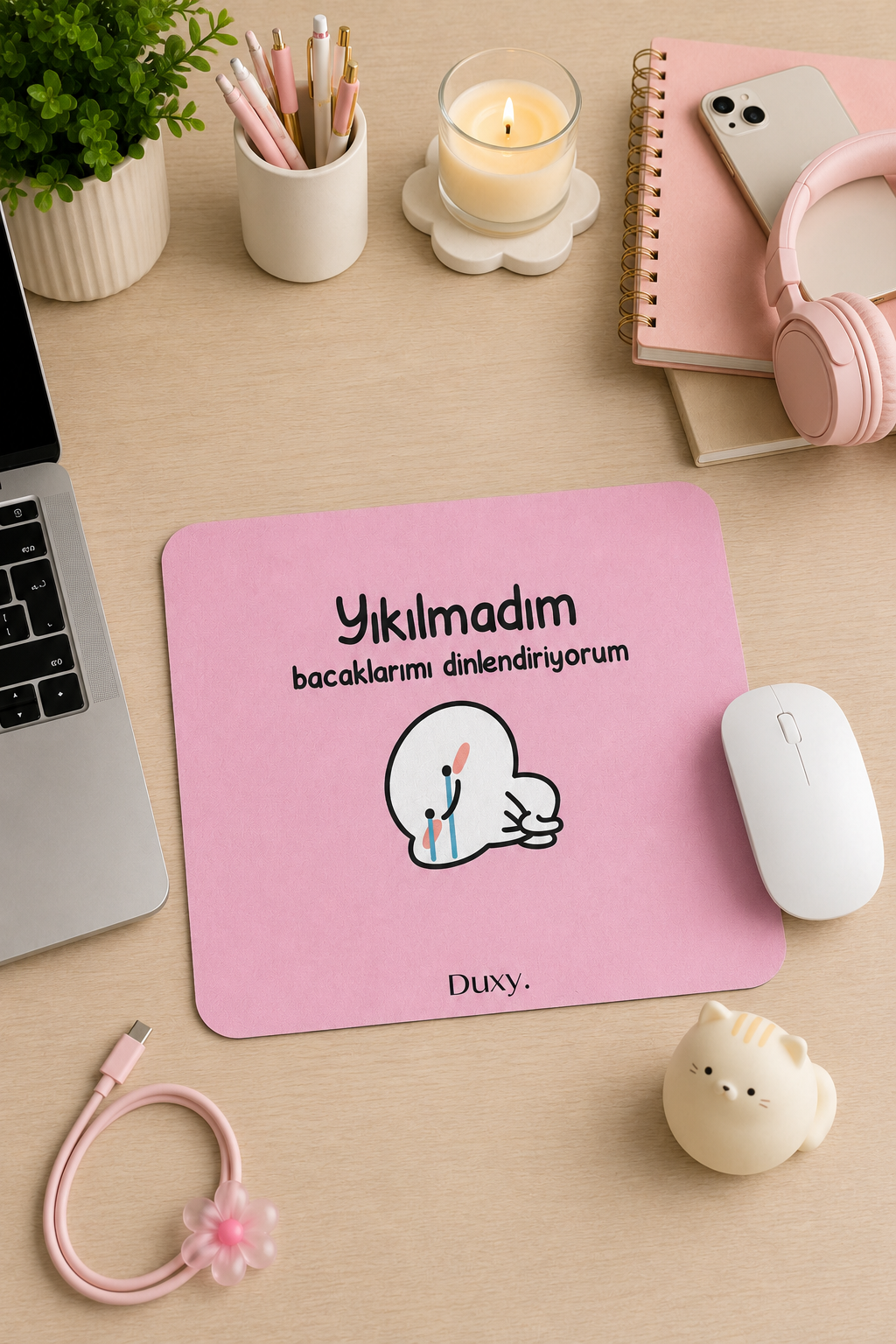 Eğlenceli Desenli Kauçuk Kaymaz Tabanlı Mouse Pad – 22x18 cm - Yumuşak Kumaş Yüzey