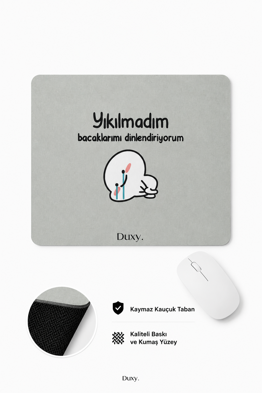 Eğlenceli Desenli Kauçuk Kaymaz Tabanlı Mouse Pad – 22x18 cm - Yumuşak Kumaş Yüzey
