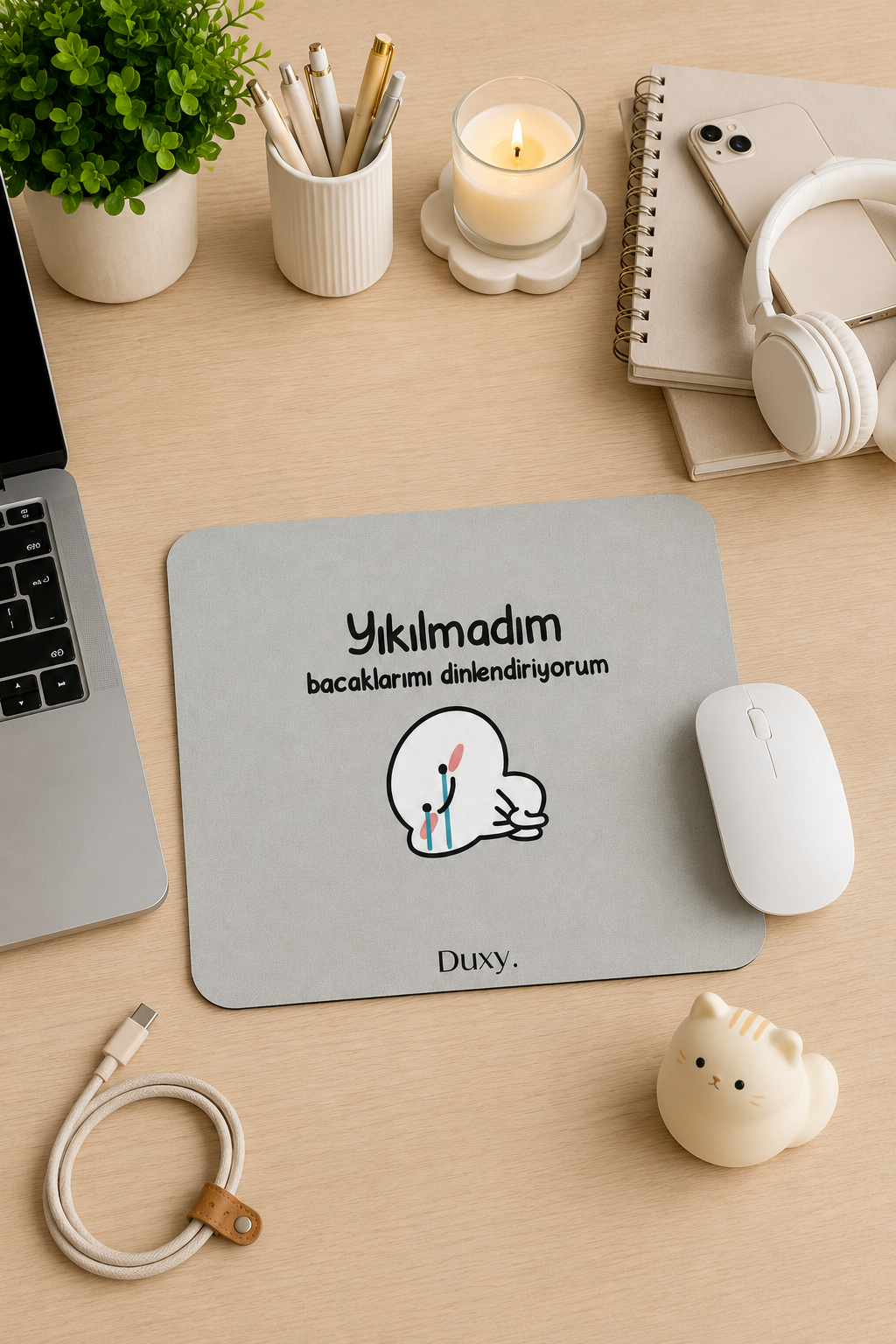 Eğlenceli Desenli Kauçuk Kaymaz Tabanlı Mouse Pad – 22x18 cm - Yumuşak Kumaş Yüzey