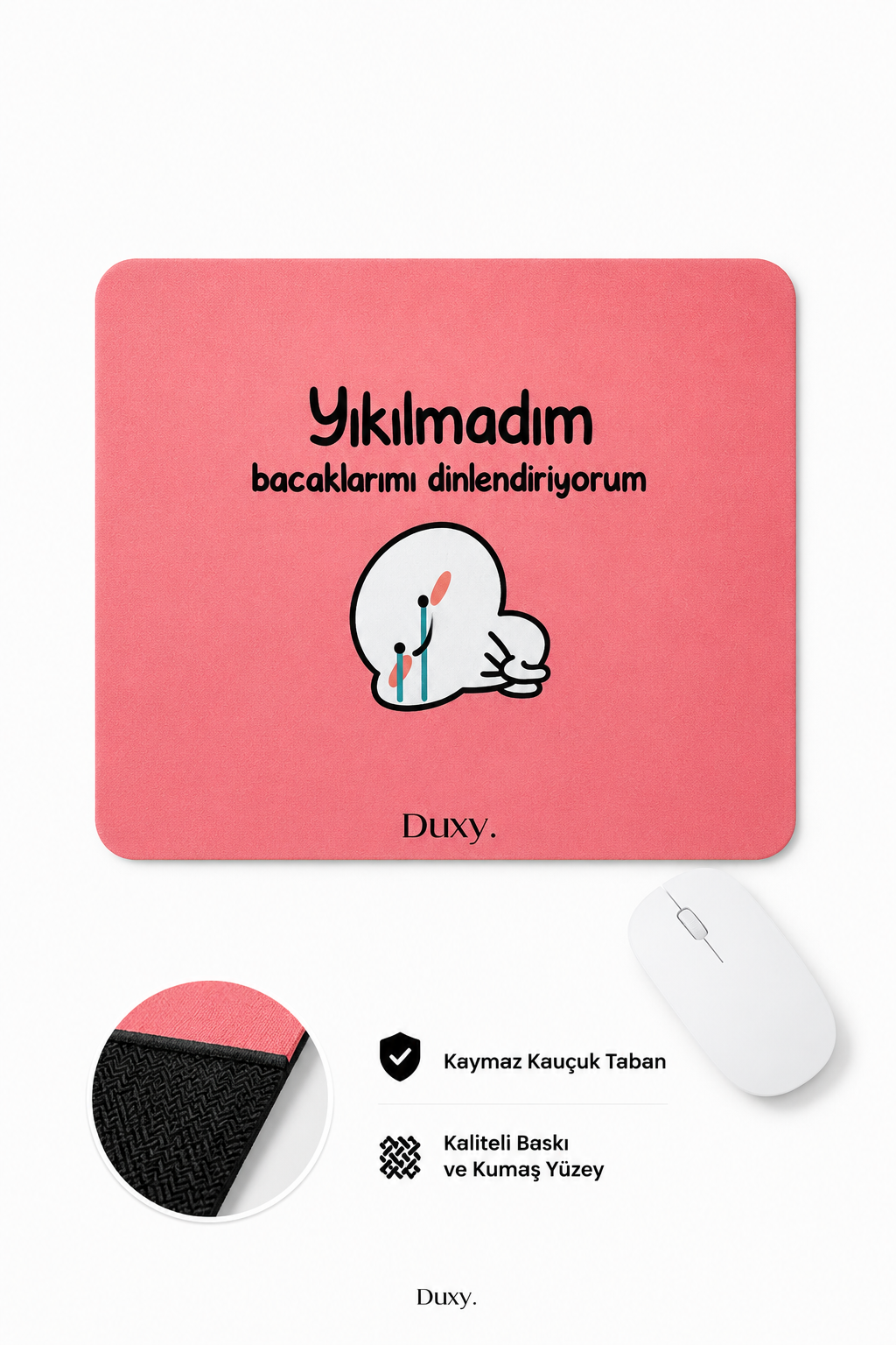 Eğlenceli Desenli Kauçuk Kaymaz Tabanlı Mouse Pad – 22x18 cm - Yumuşak Kumaş Yüzey