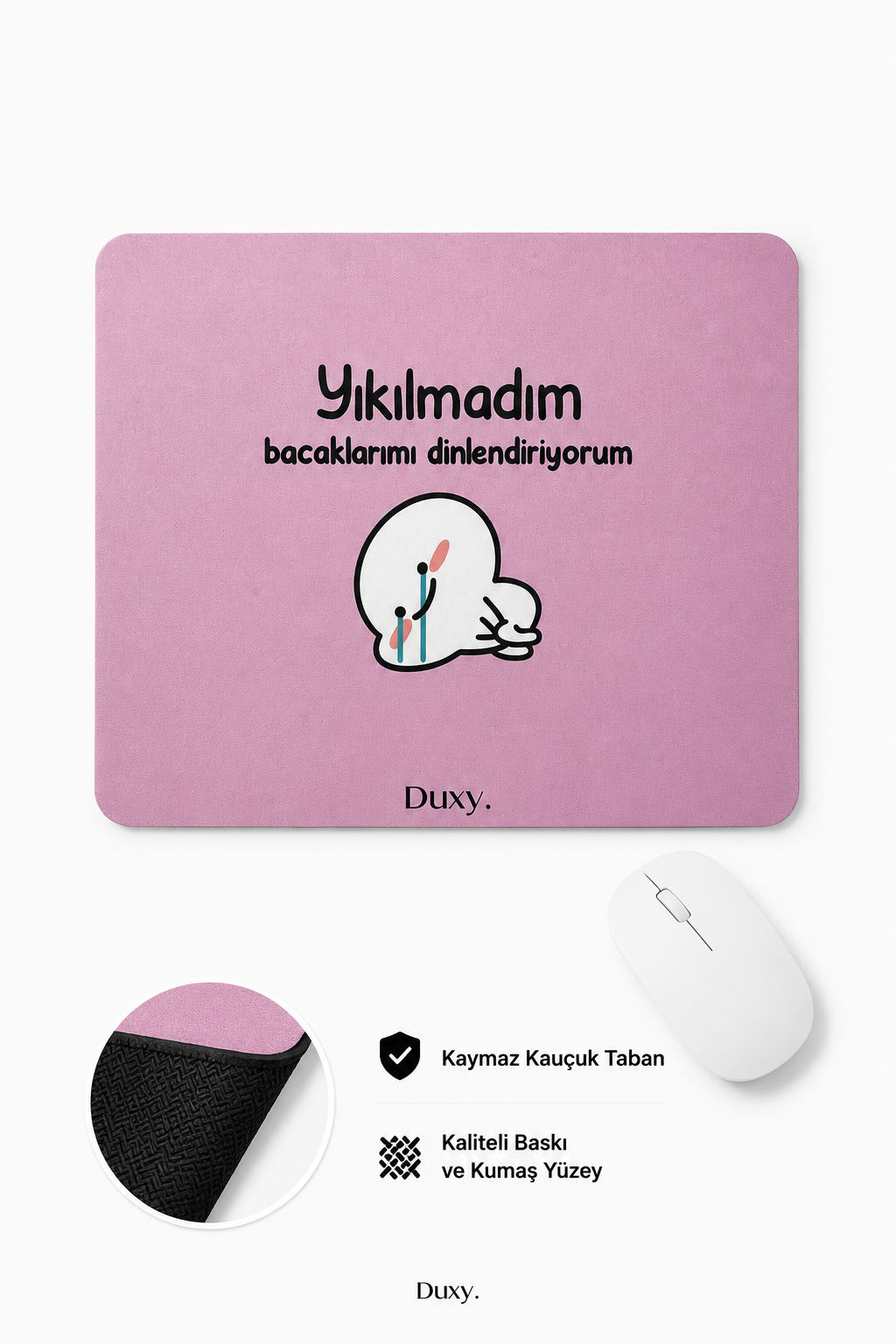 Eğlenceli Desenli Kauçuk Kaymaz Tabanlı Mouse Pad – 22x18 cm - Yumuşak Kumaş Yüzey