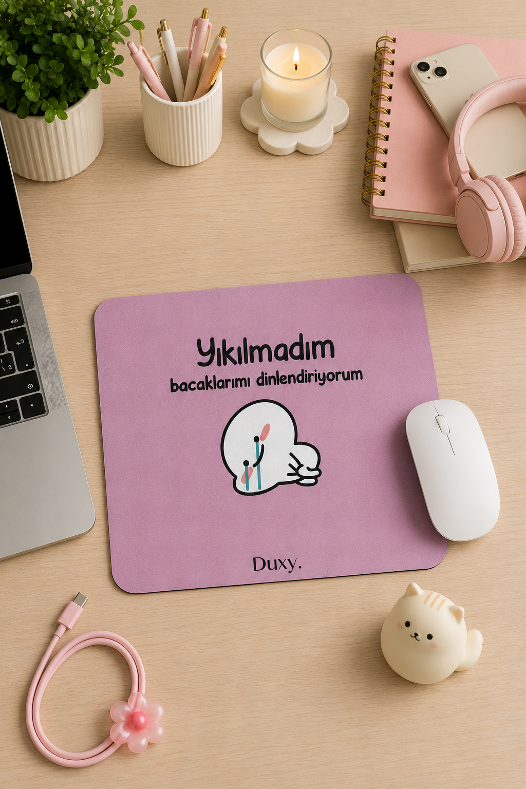 Eğlenceli Desenli Kauçuk Kaymaz Tabanlı Mouse Pad – 22x18 cm - Yumuşak Kumaş Yüzey