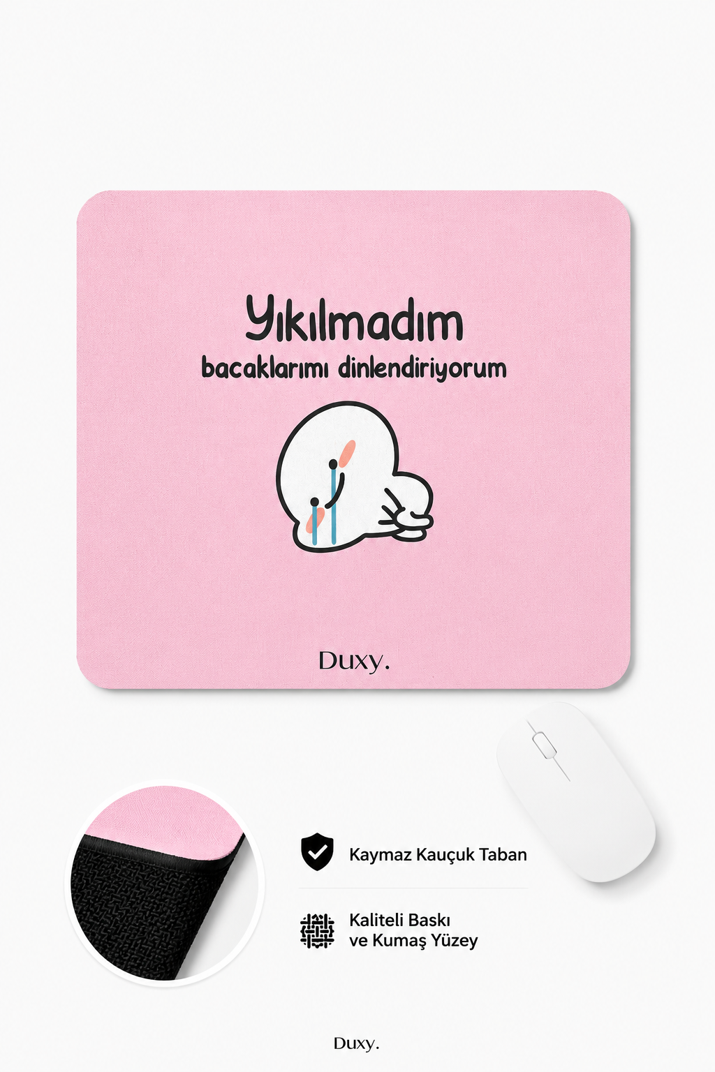 Eğlenceli Desenli Kauçuk Kaymaz Tabanlı Mouse Pad – 22x18 cm - Yumuşak Kumaş Yüzey