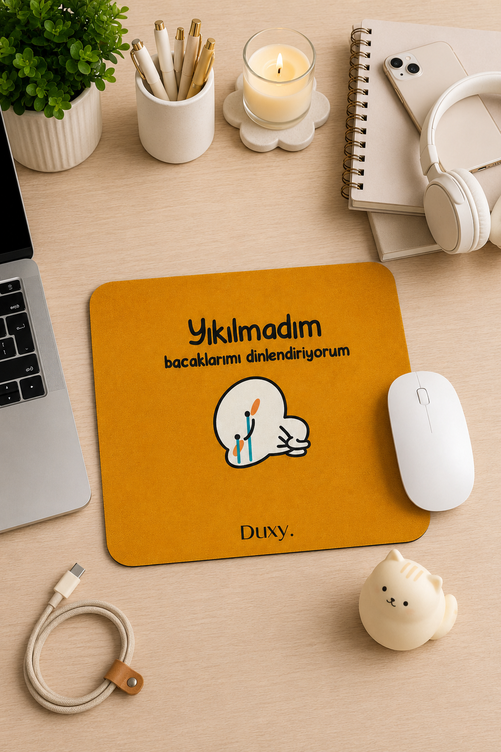 Eğlenceli Desenli Kauçuk Kaymaz Tabanlı Mouse Pad – 22x18 cm - Yumuşak Kumaş Yüzey