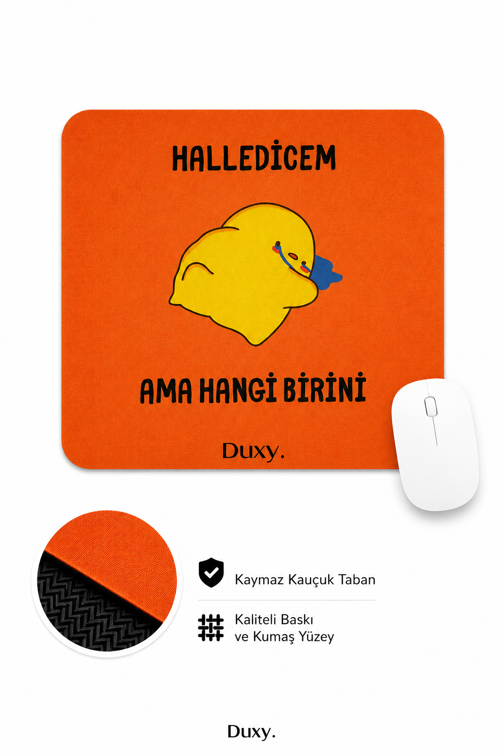 Eğlenceli Desenli Kauçuk Kaymaz Tabanlı Mouse Pad – 22x18 cm - Yumuşak Kumaş Yüzey